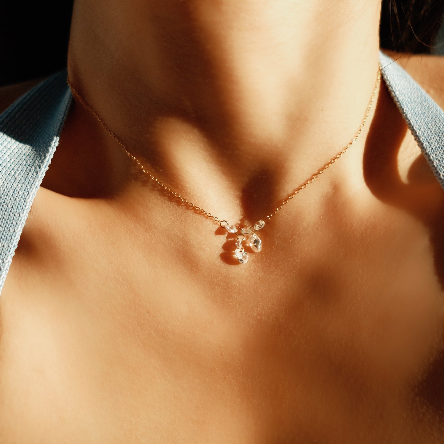 Dainty Zircon Cluster Drop Necklace