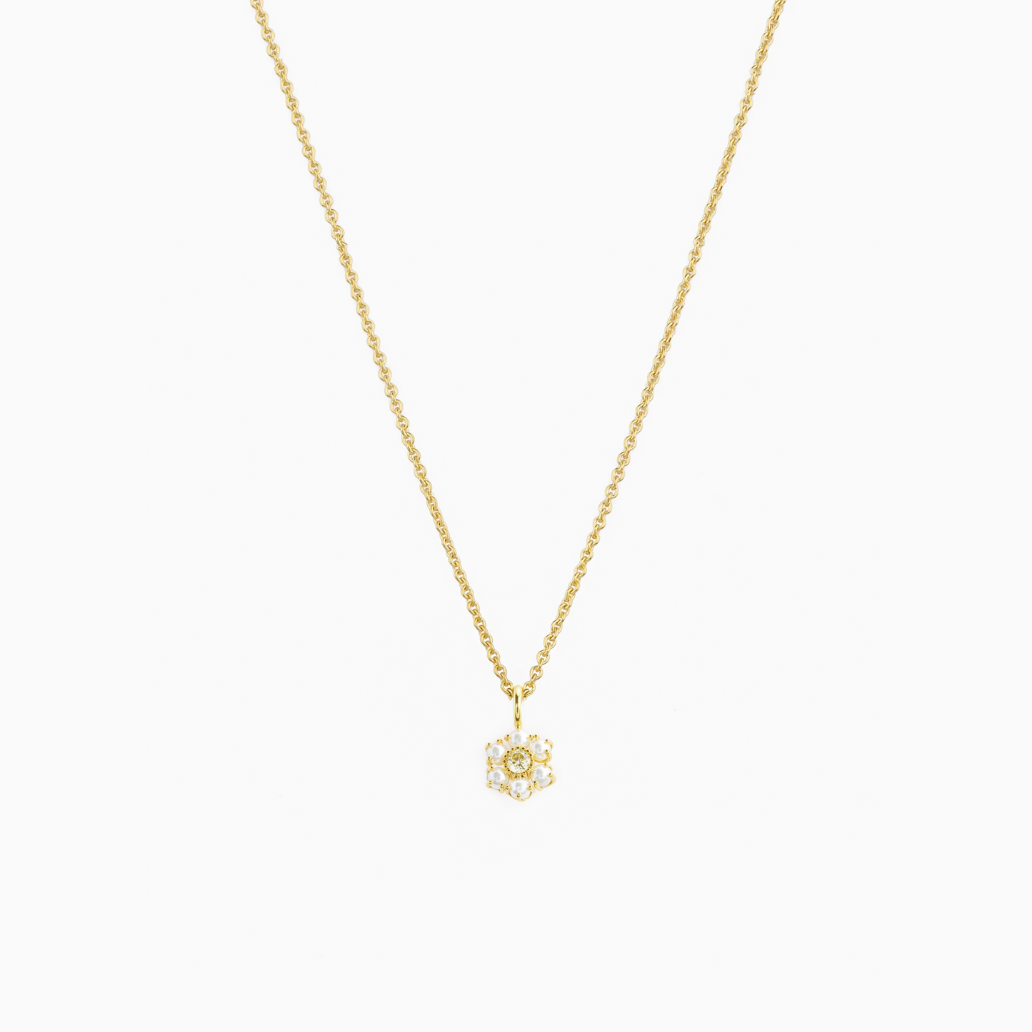 18k Dainty Daisy Pendant Stack Necklace
