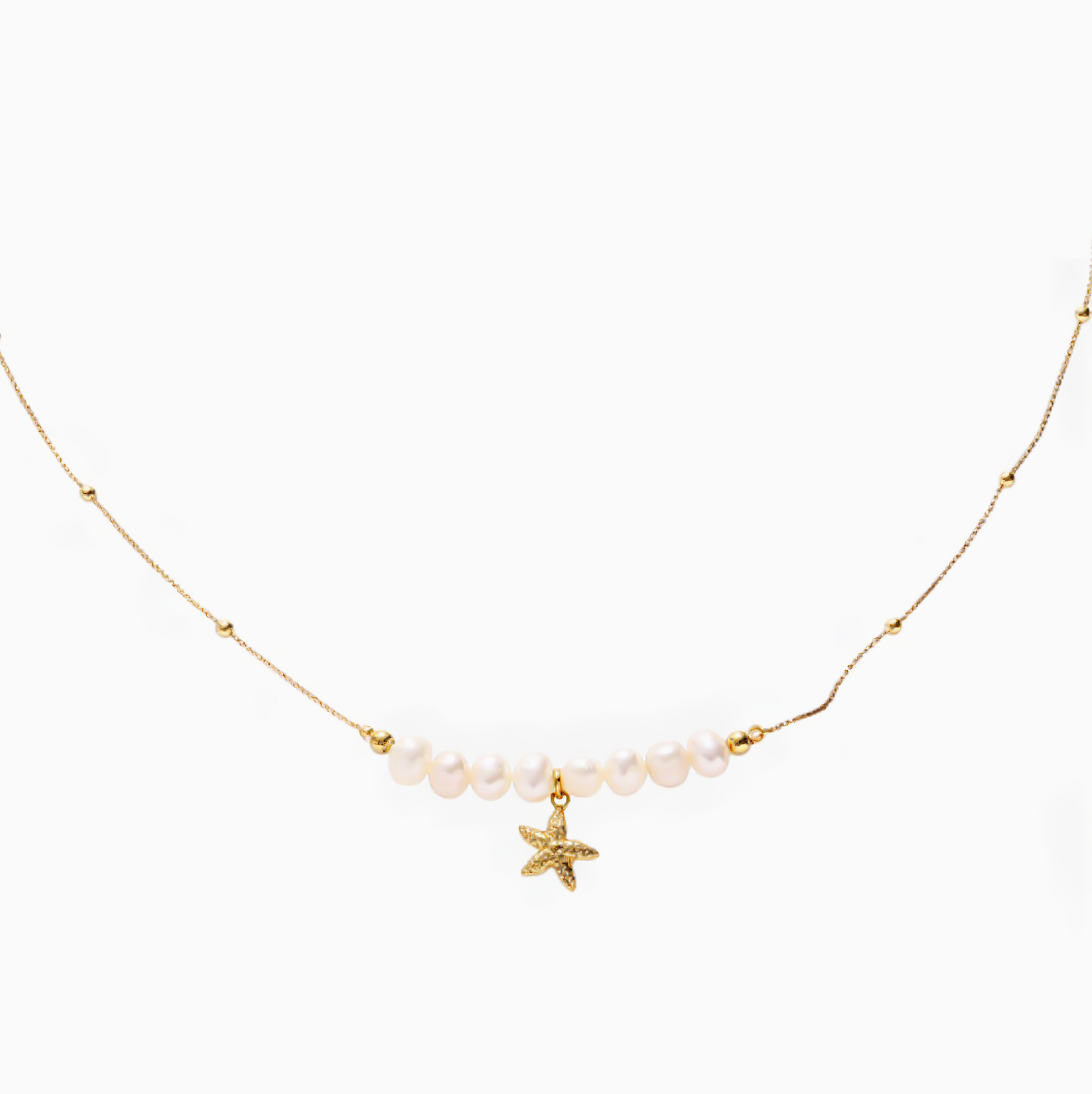 Coquette 18k Gold Water Pearl Starfish Peandant Necklace