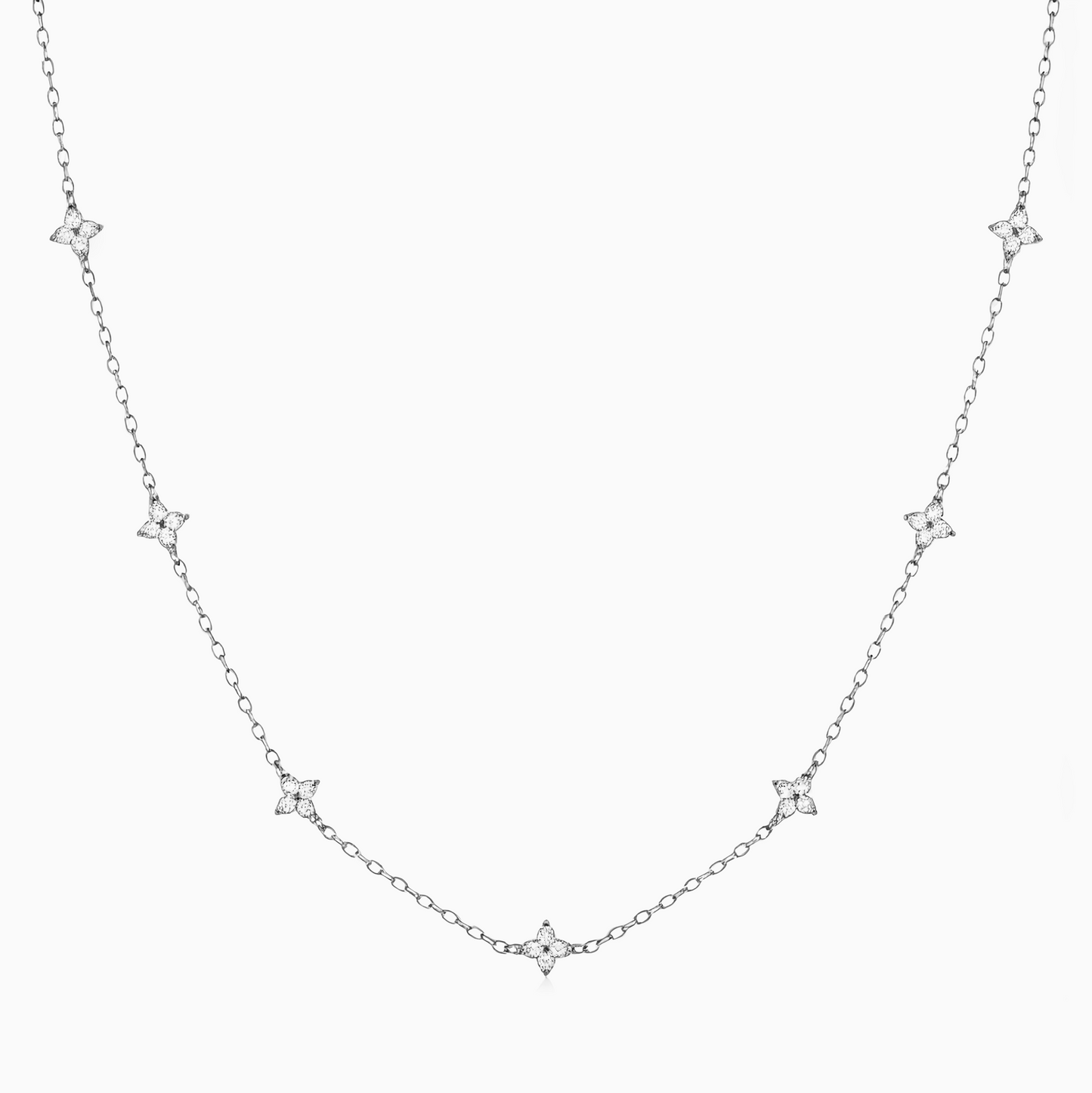 Silver Coquette Mini Daisy Station Necklace