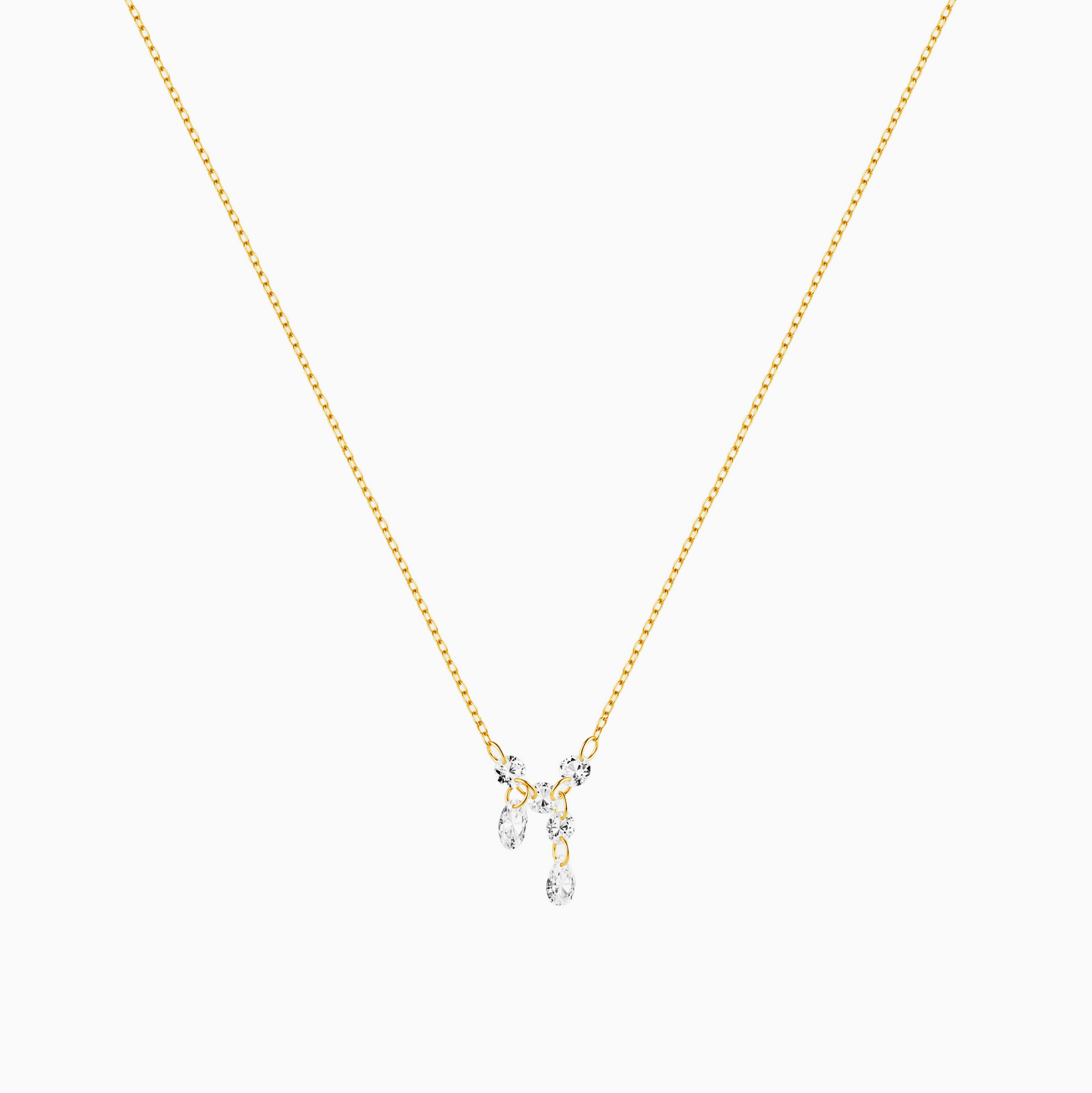 Dainty Zircon Cluster Drop Necklace