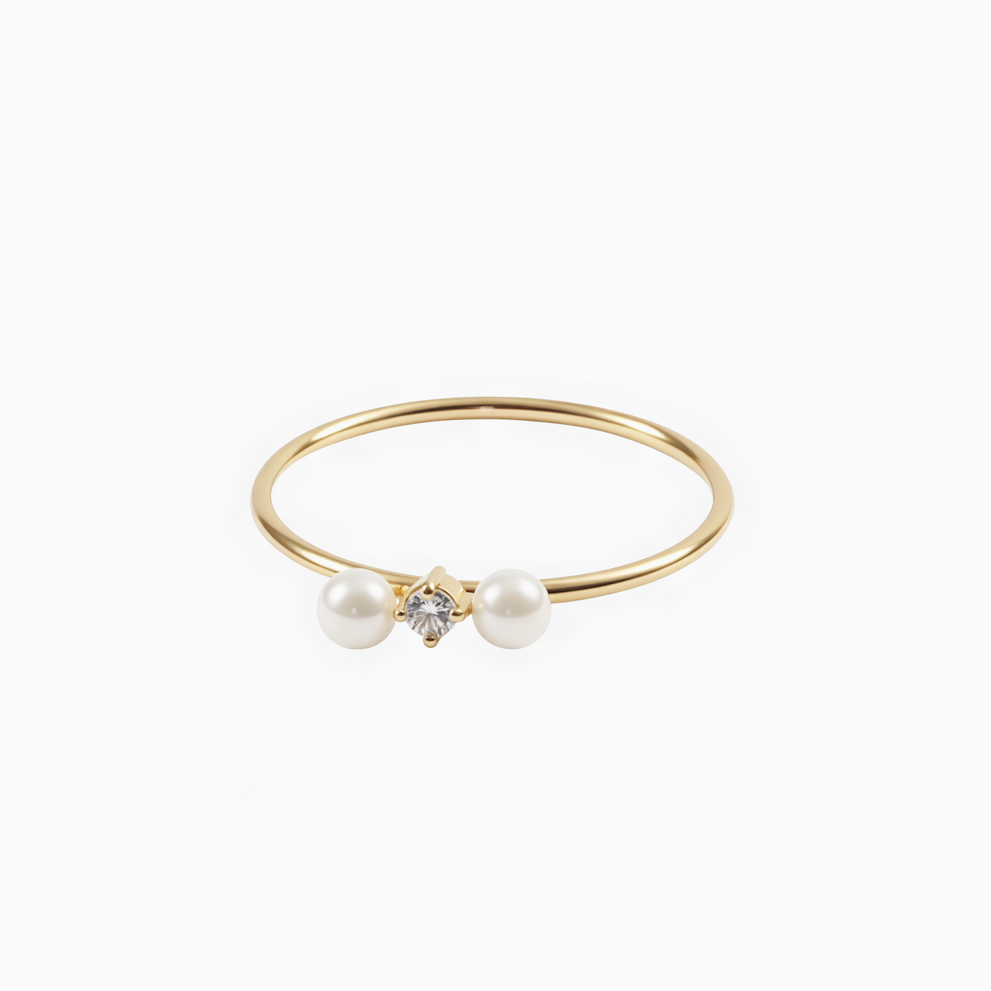 Dainty Double Pearls Zirconia Stack Ring