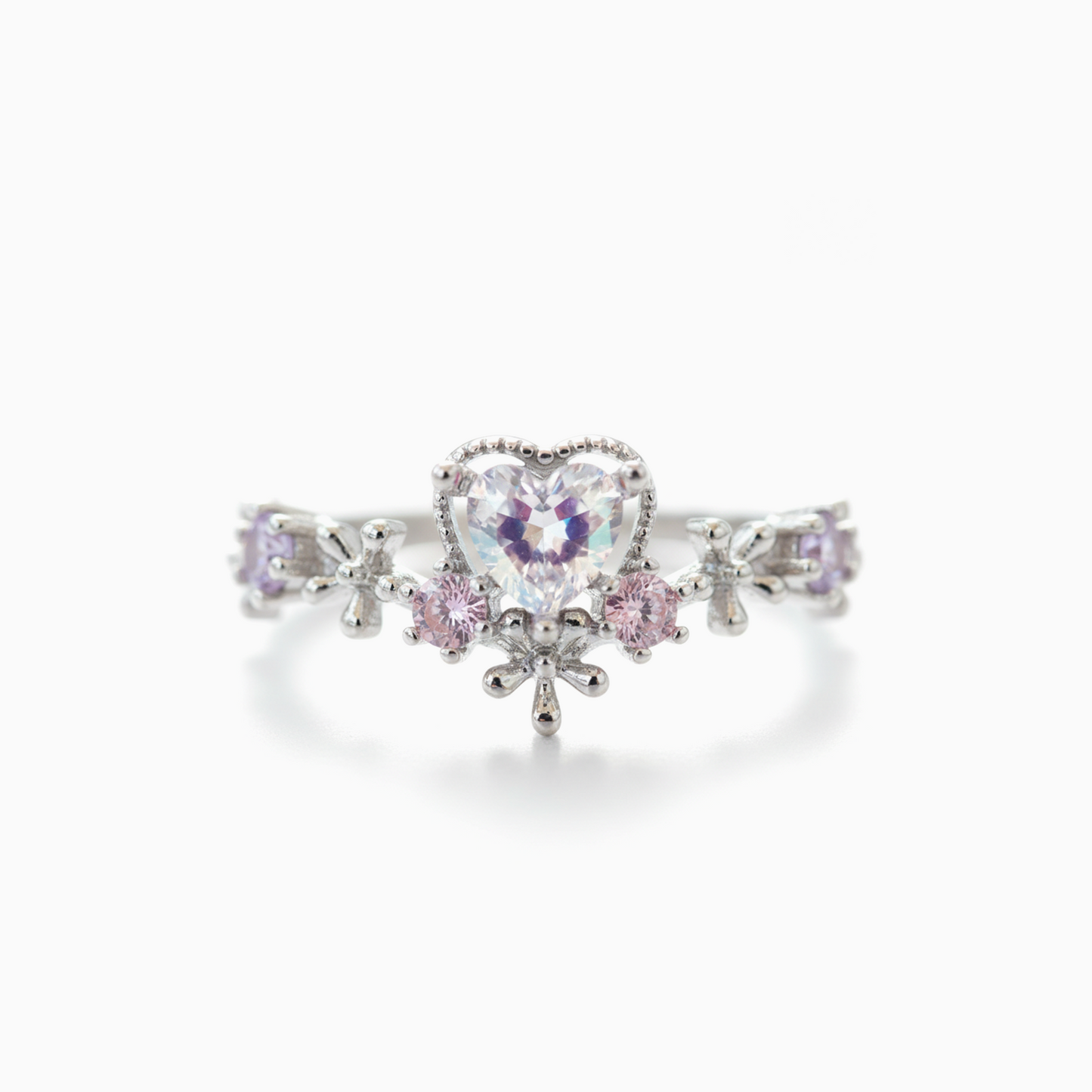 Coquette Dainty Iridescent Heart Ring