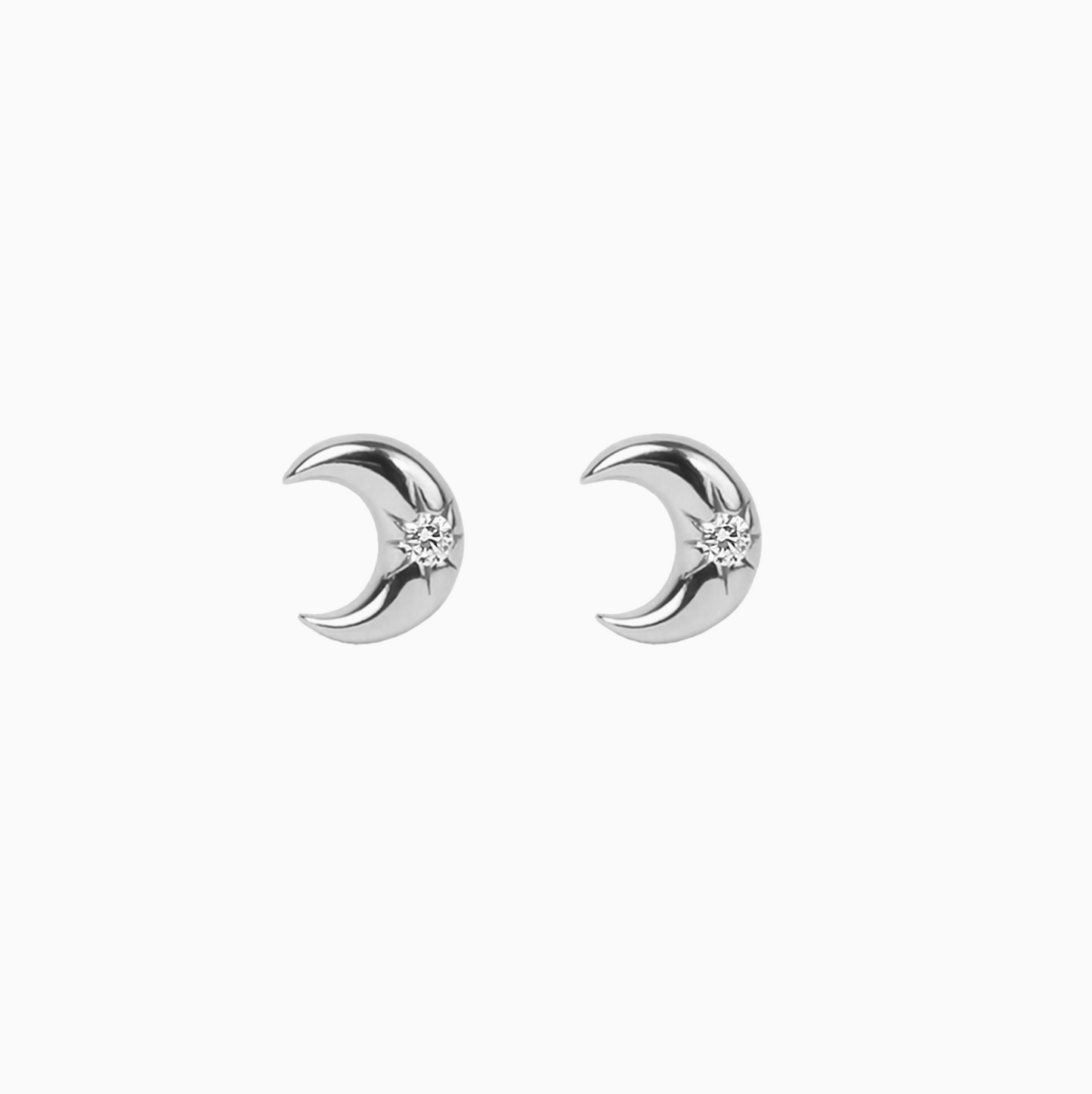Coquette Gold Mini Moon Zirconia Stud Earrings