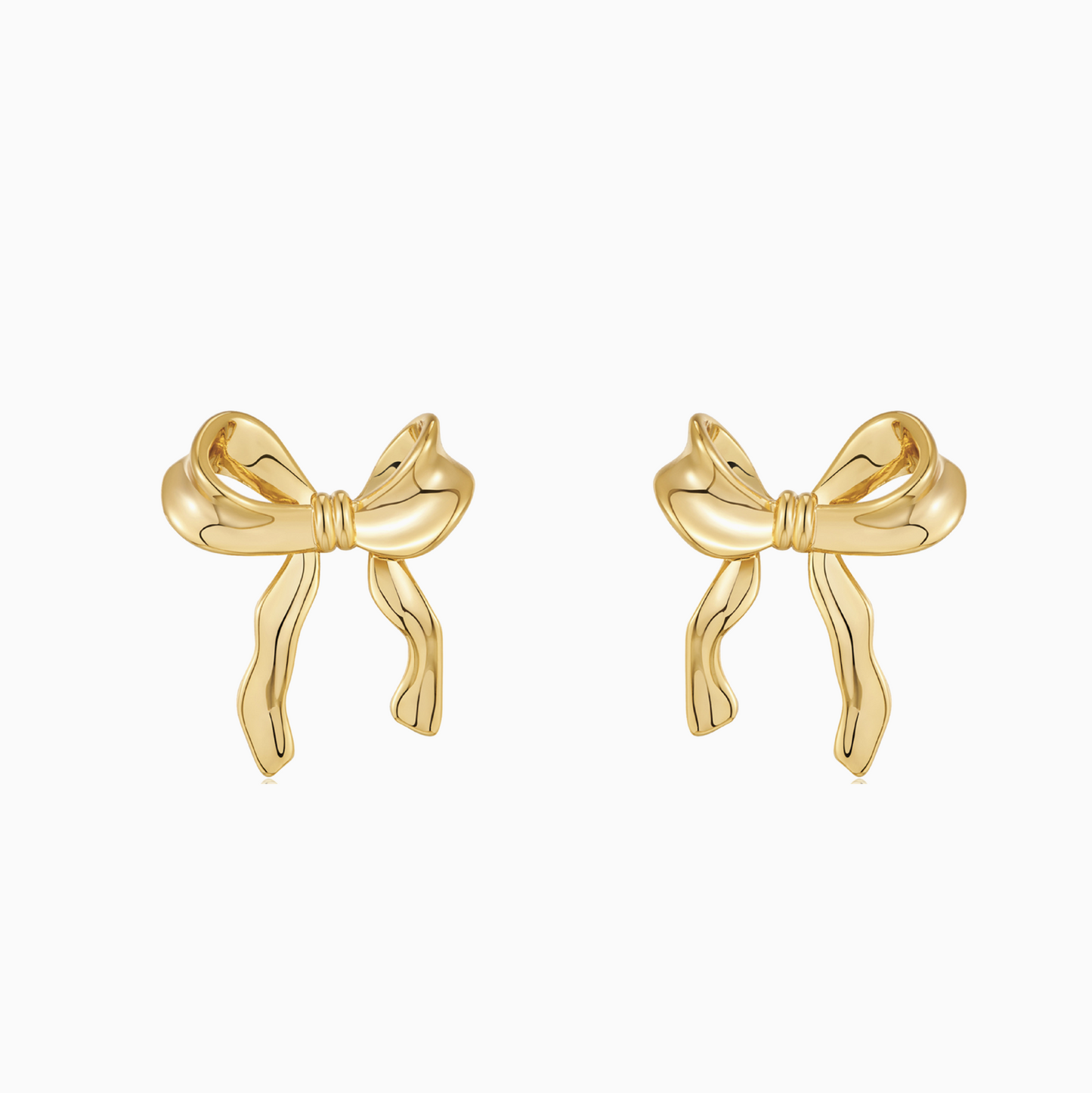 Silver Coquette Ribbon Bow Stud Earrings