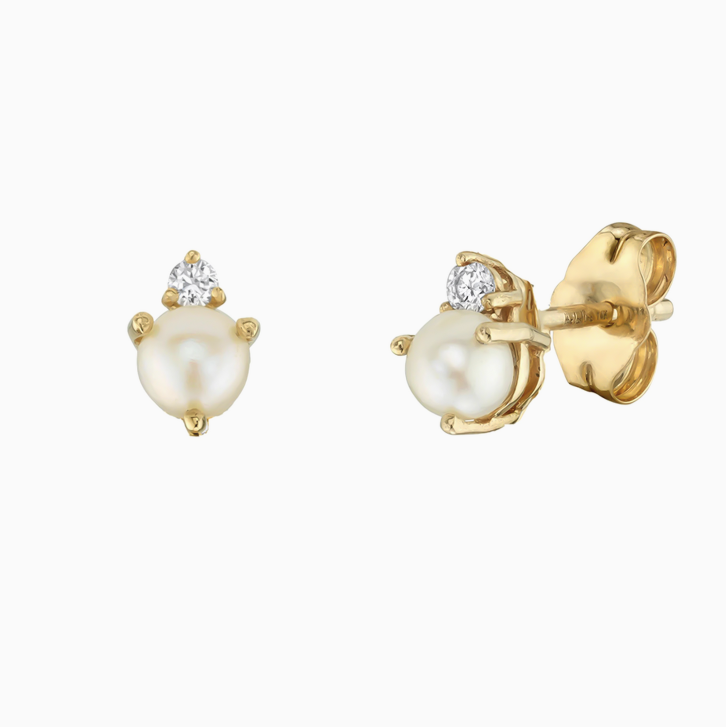 Silver Dainty Pearl Zirconia Studs Earrings