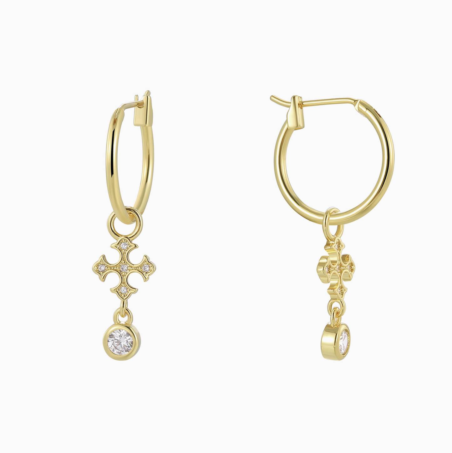 18k Retro Cross Zirconia pendant Earrings