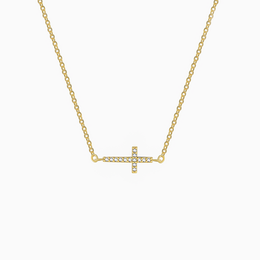 18k Yellow Gold Mini Cross Necklace