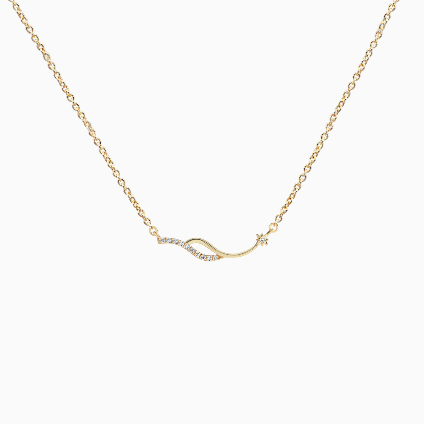 18k Yellow Gold Dainty Wave Necklace