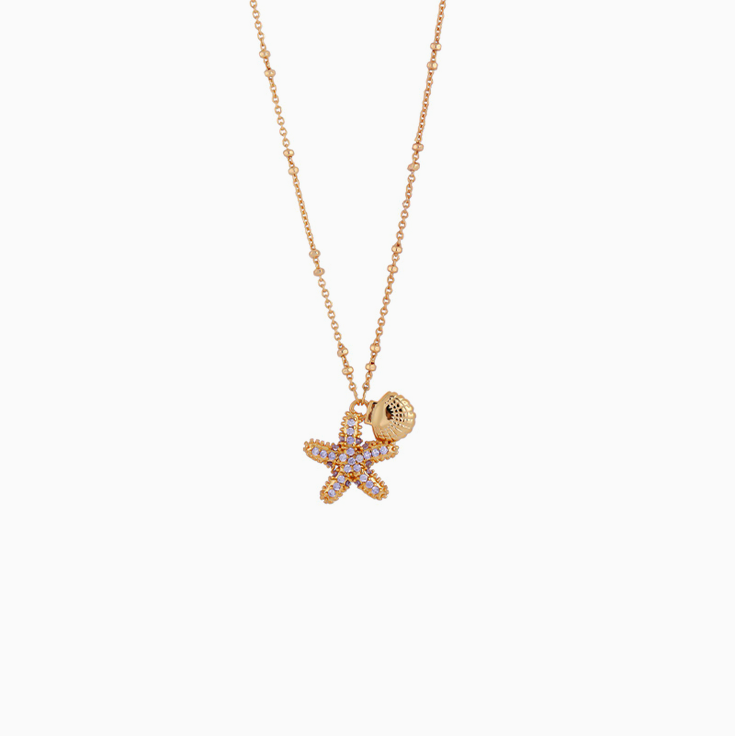 Summer Yellow Gold Starfish Shell Pendant Necklace