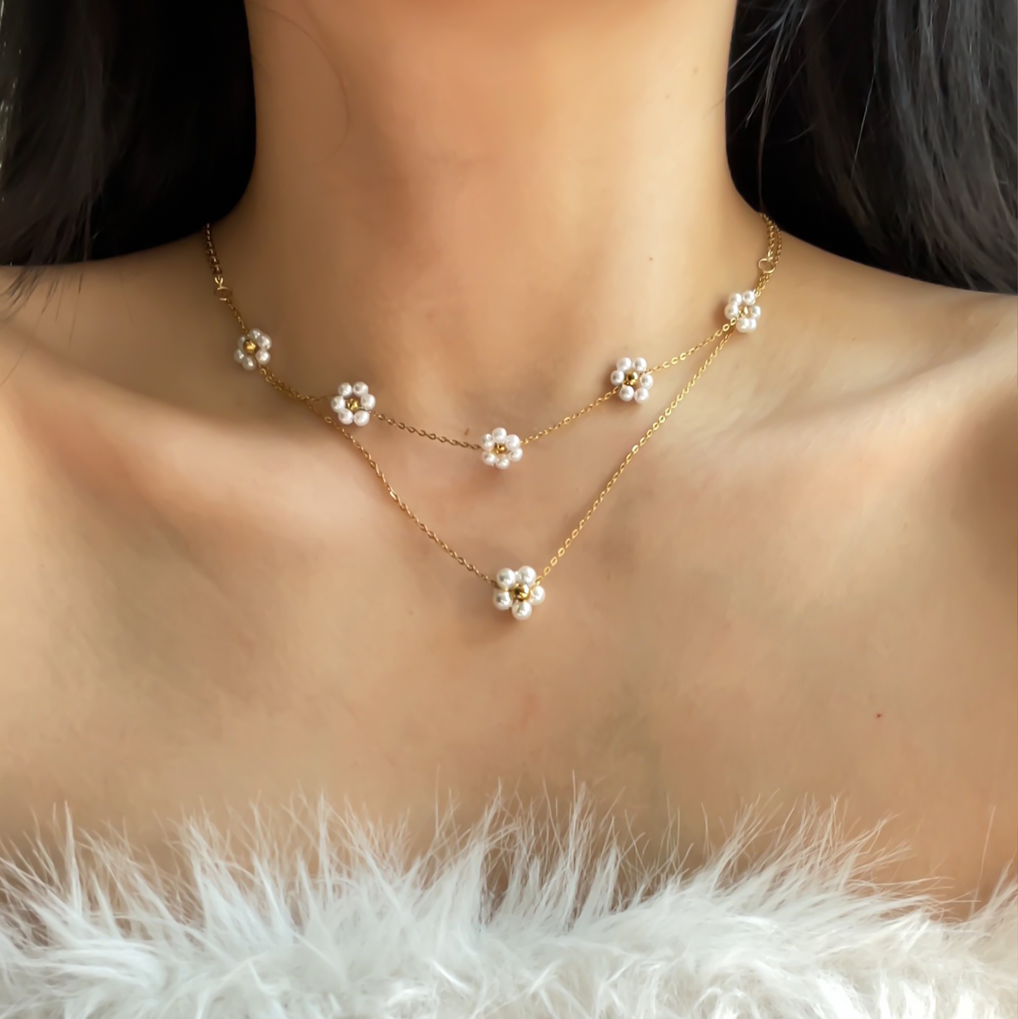 Coquette Miss Daisy Water Pearl Station Necklace