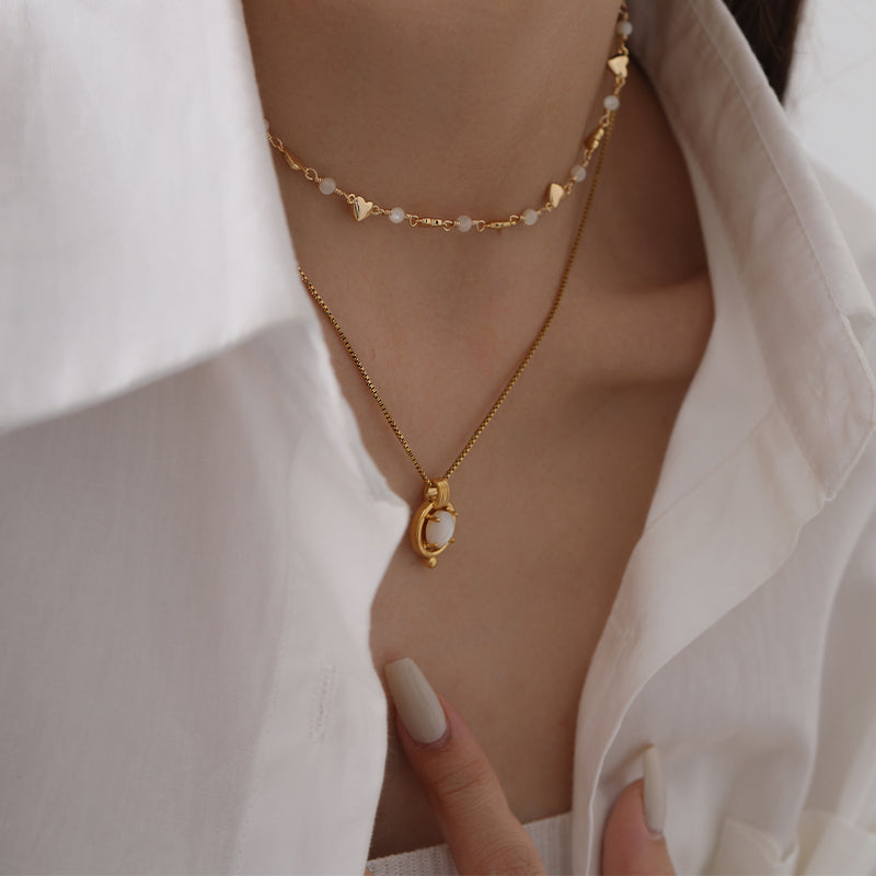 Coquette Mini Heart Pearl Necklace