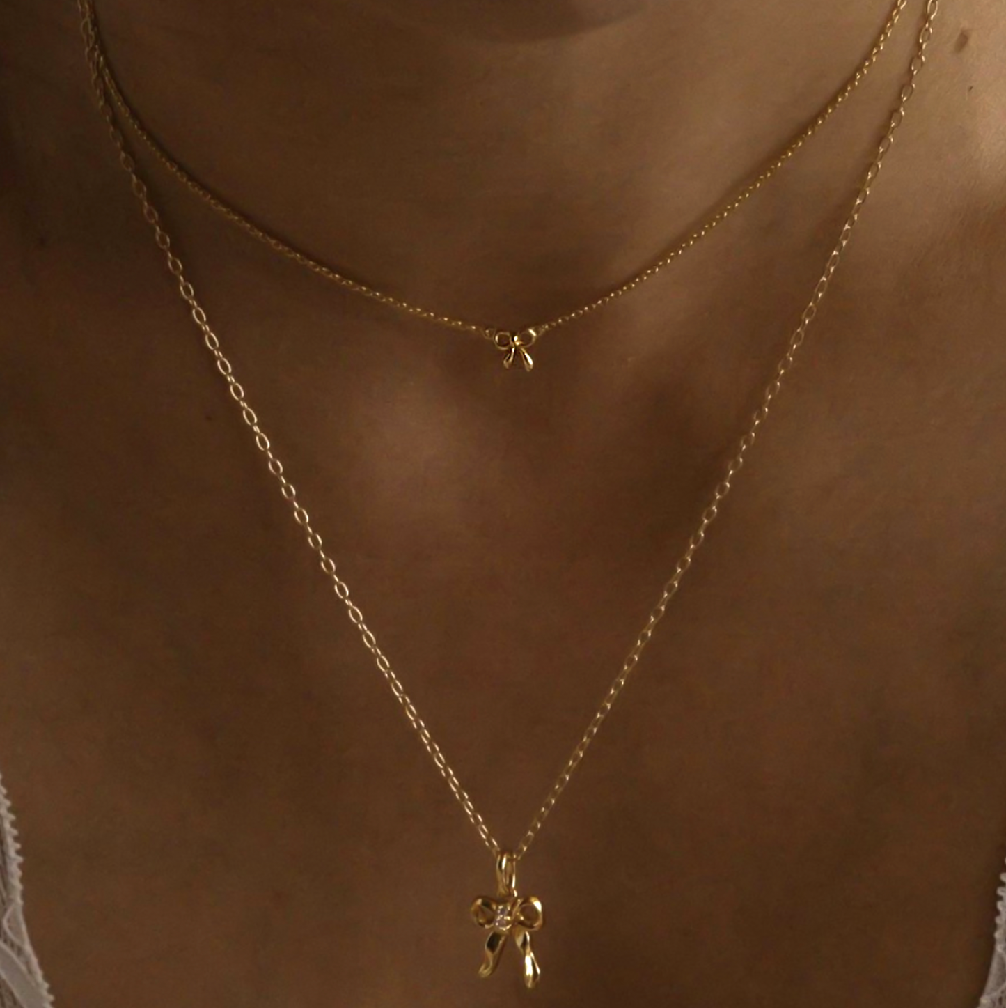 Silver Coquette Tiny Bow Stack Choker Necklace (Copy)