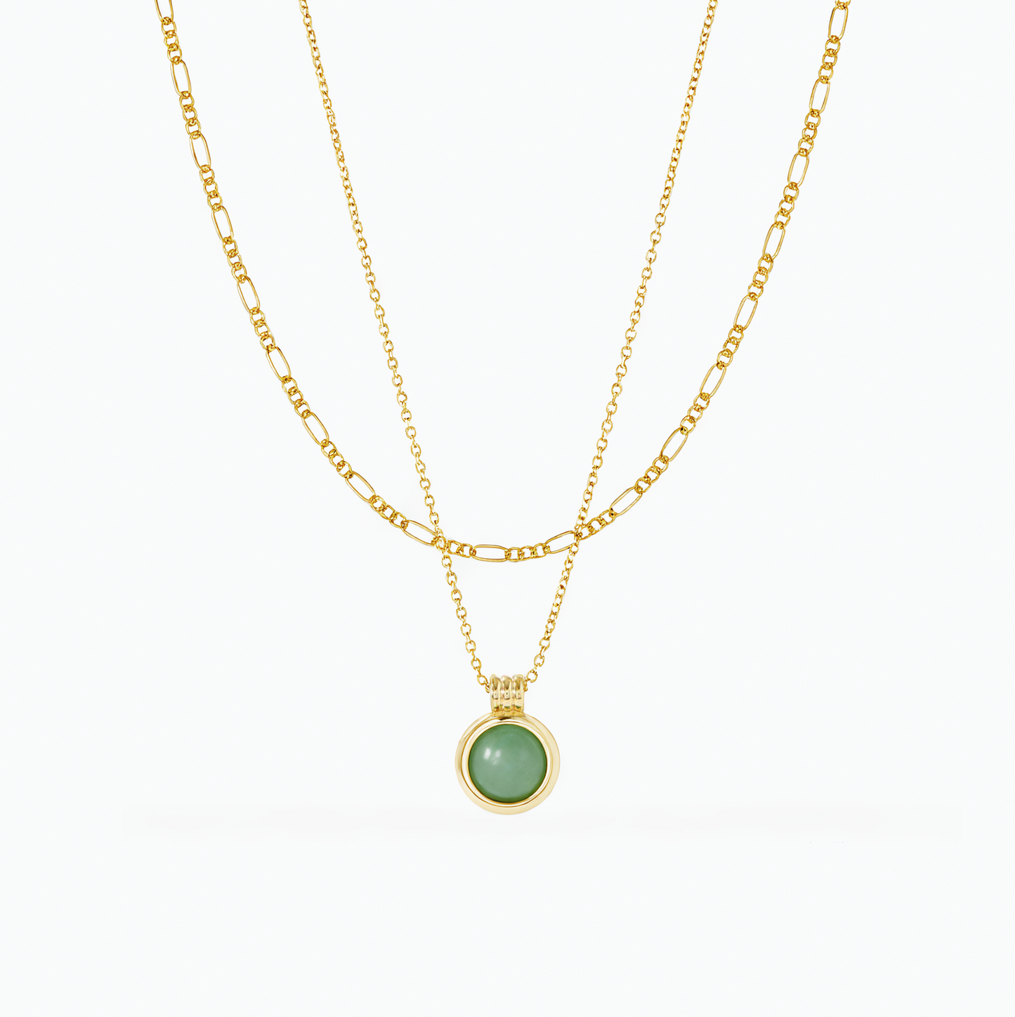 18k Minimalist Green Jade Pendant Necklace