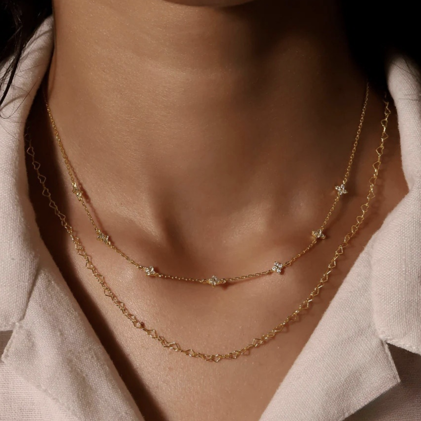 Silver Coquette Mini Daisy Station Necklace