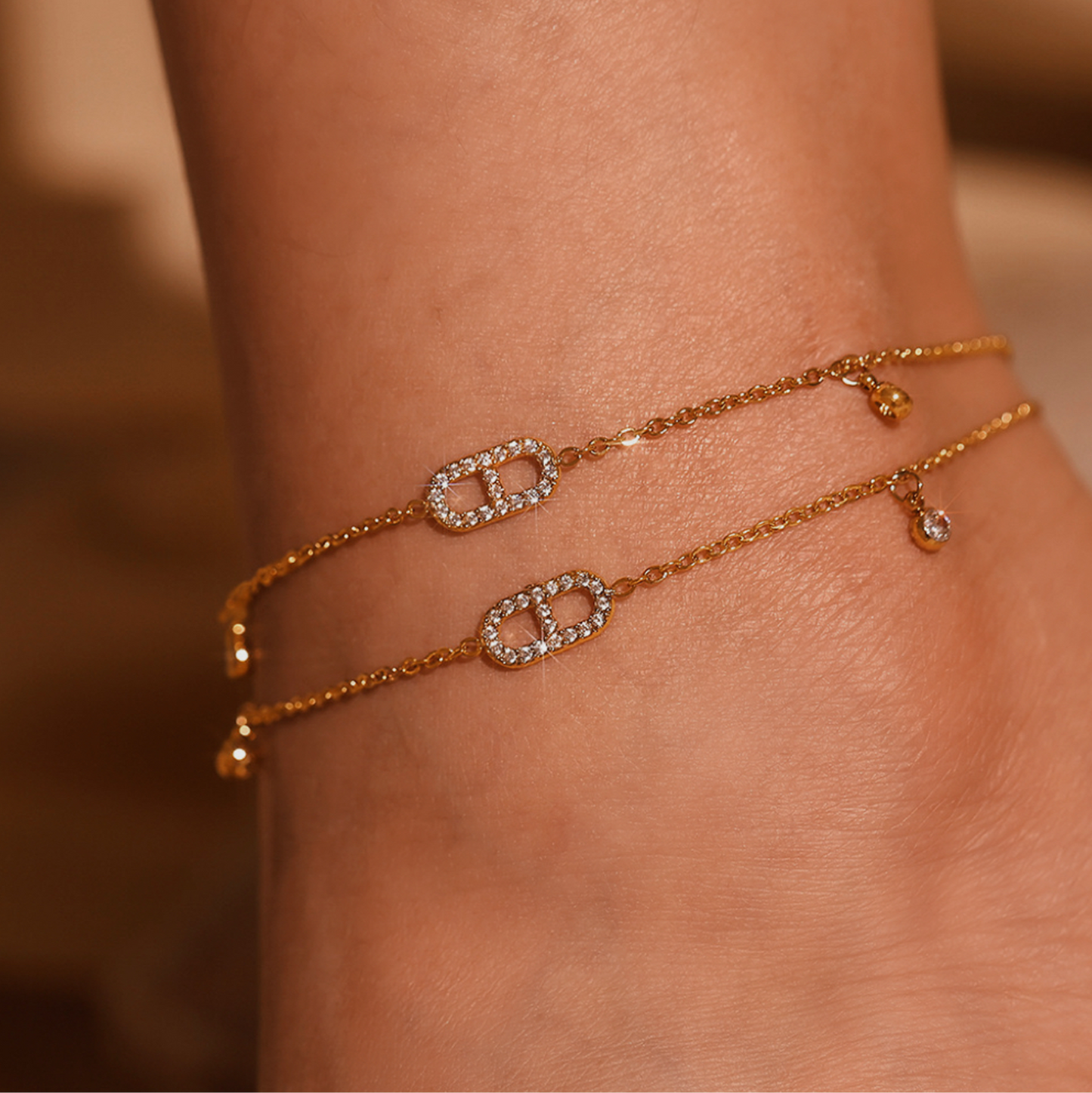 Dainty Zircon Gold Anklet