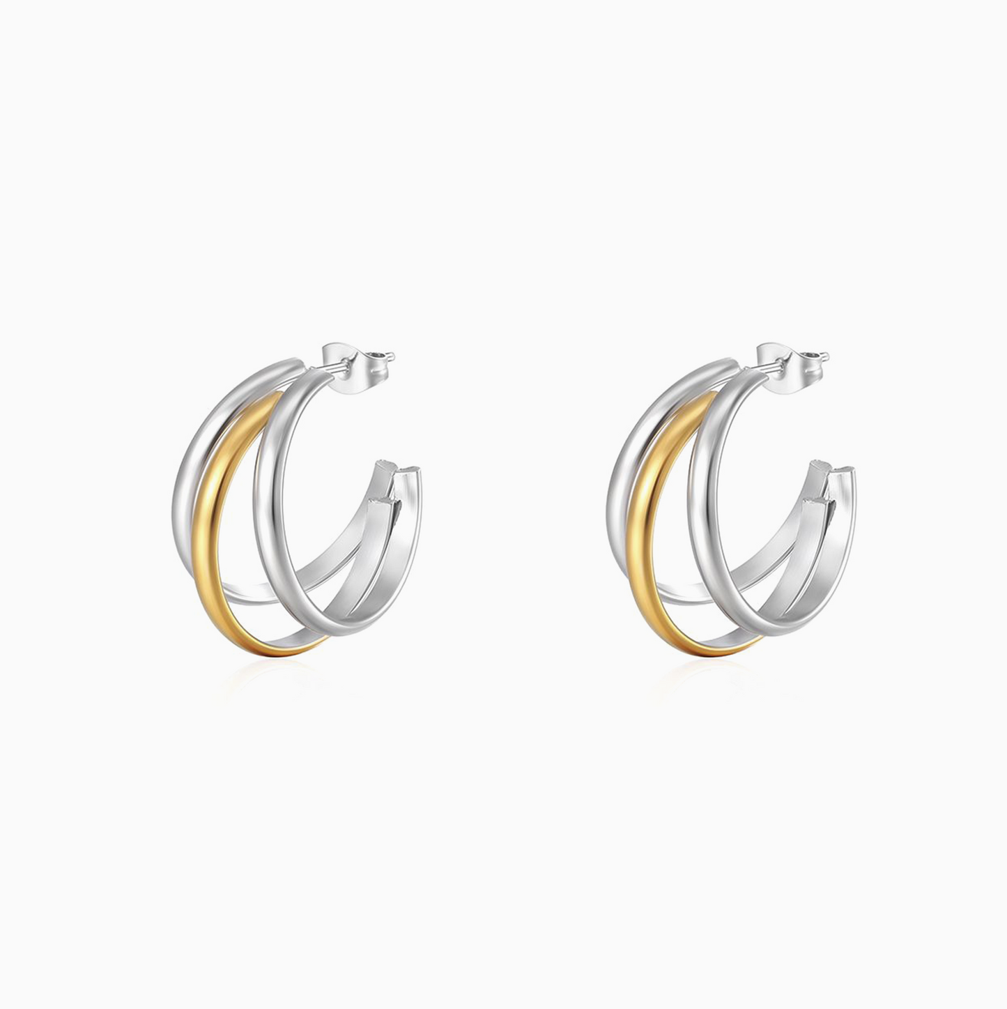 Bold Chunky Triple Gold Hoops