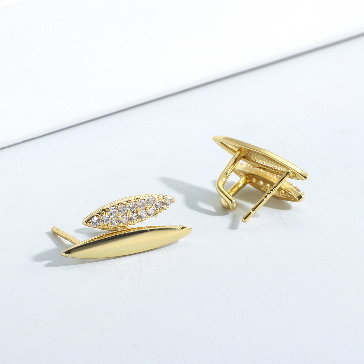 Double Layers Dainty Gold Studs