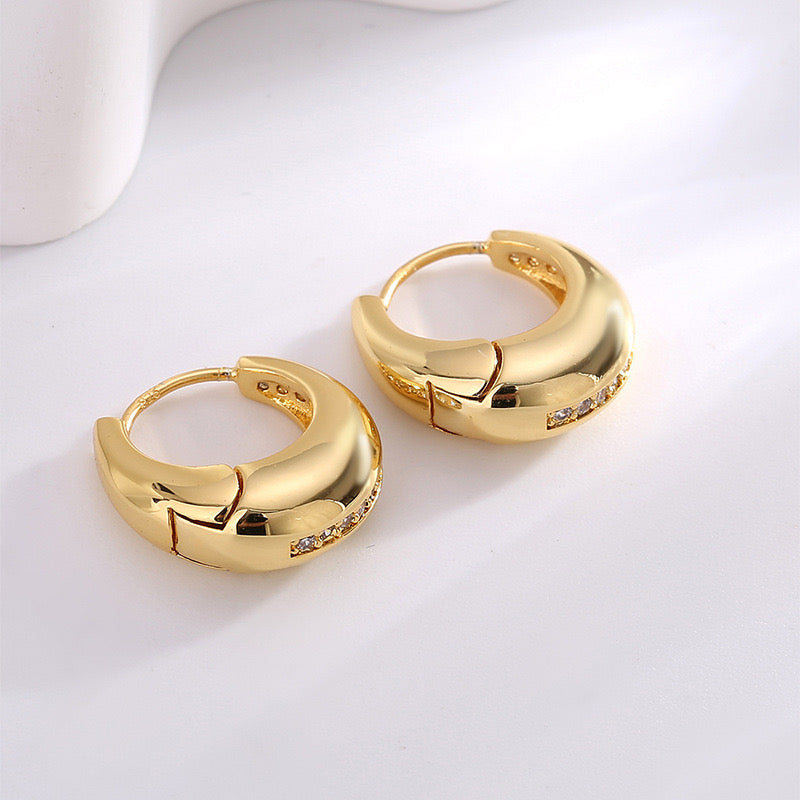 Bold Chunky Gold Zirconia Hoop Earrings