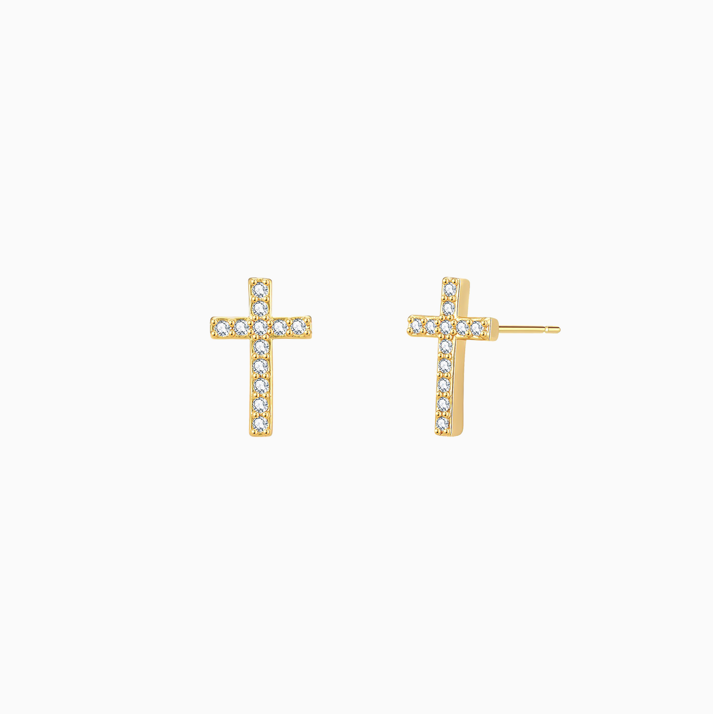 18k Yellow Gold Mini Cross Studs