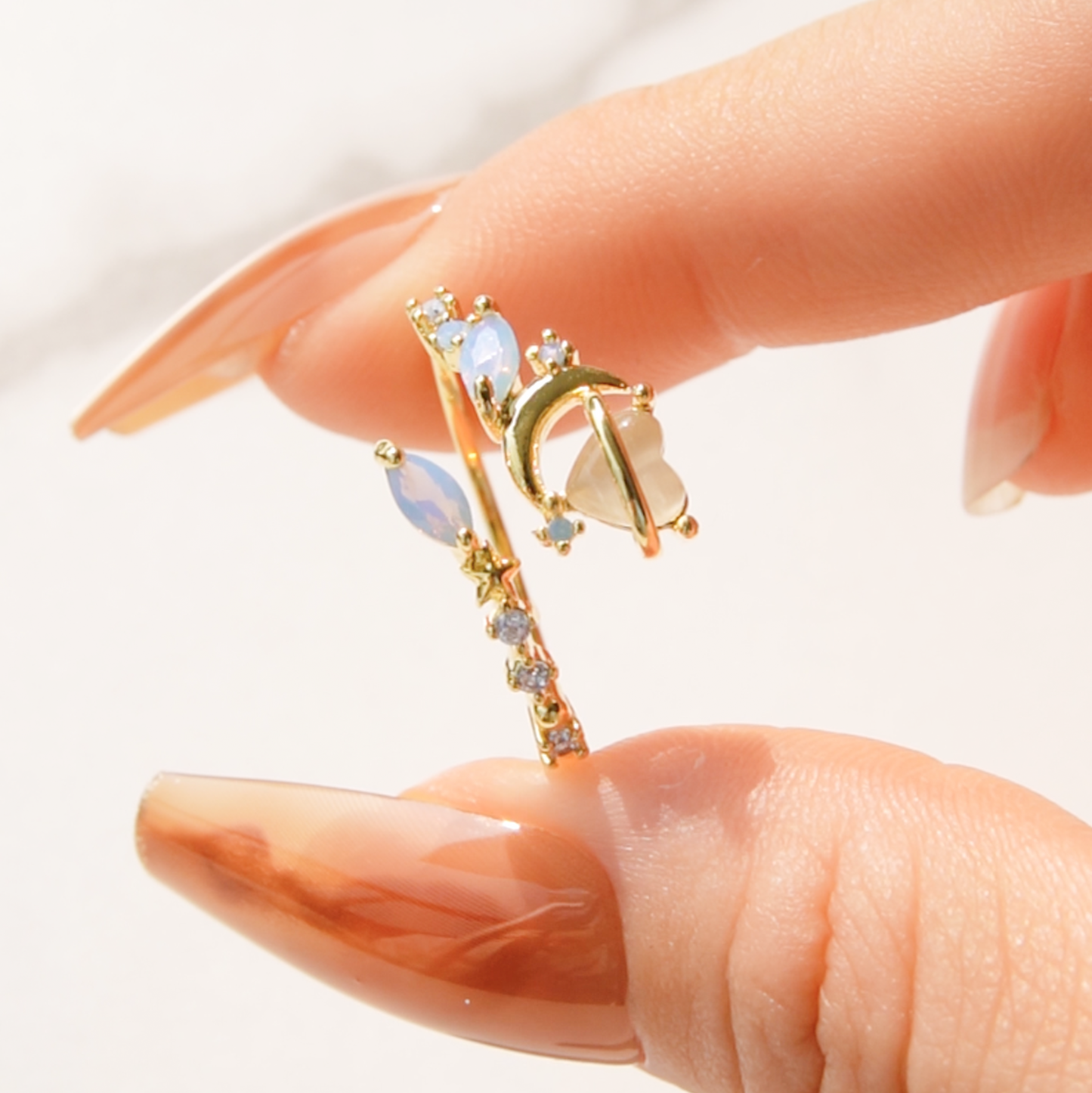 Luna Orbit Coquette Constellation Ring