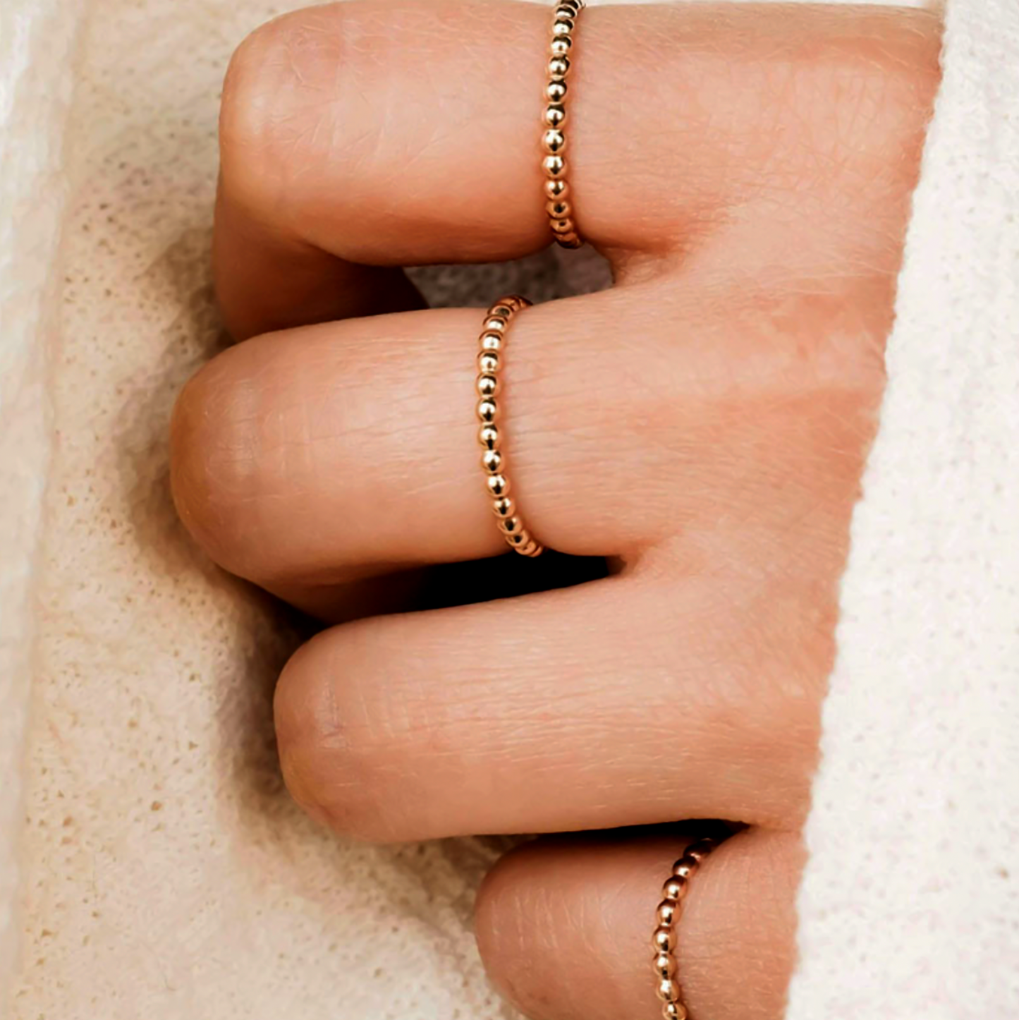 Minimalist Beaded Gold Band
