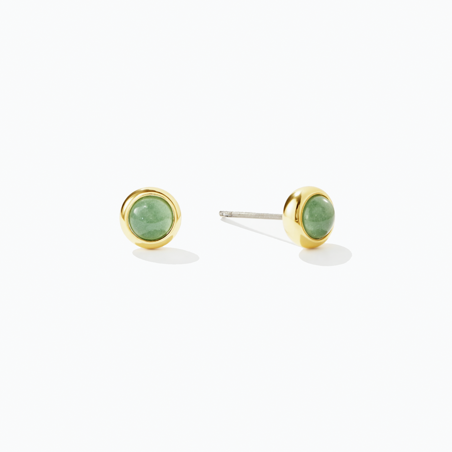 18k Mini Gold Jade Stud Earrings