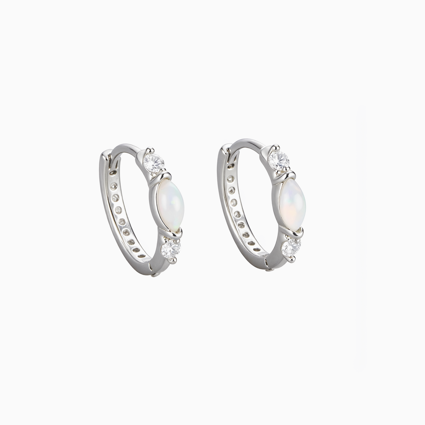 18k Dainty Opal Huggie Hoops