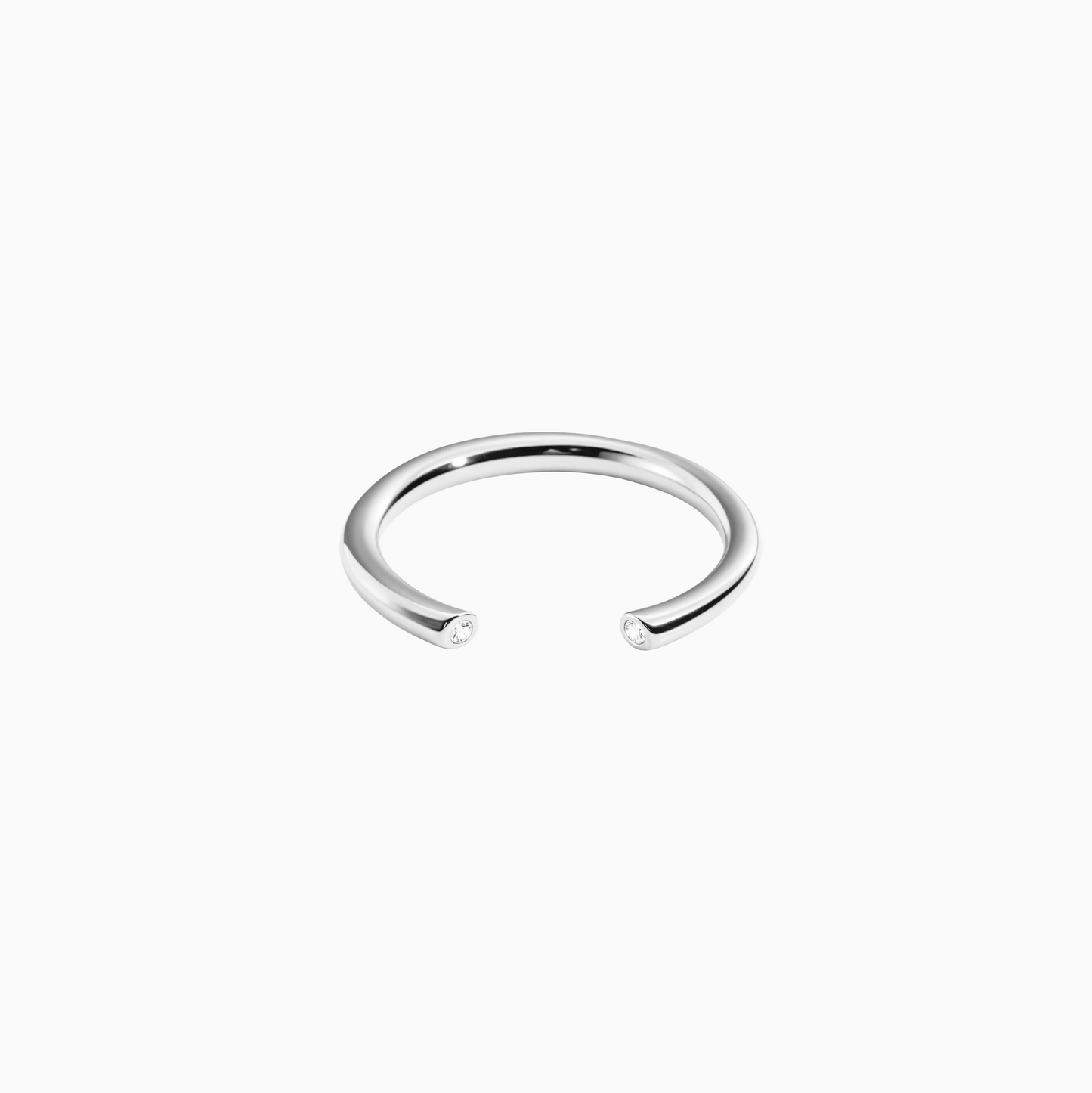 Minimalist Silver Edge Open Crystal Ring