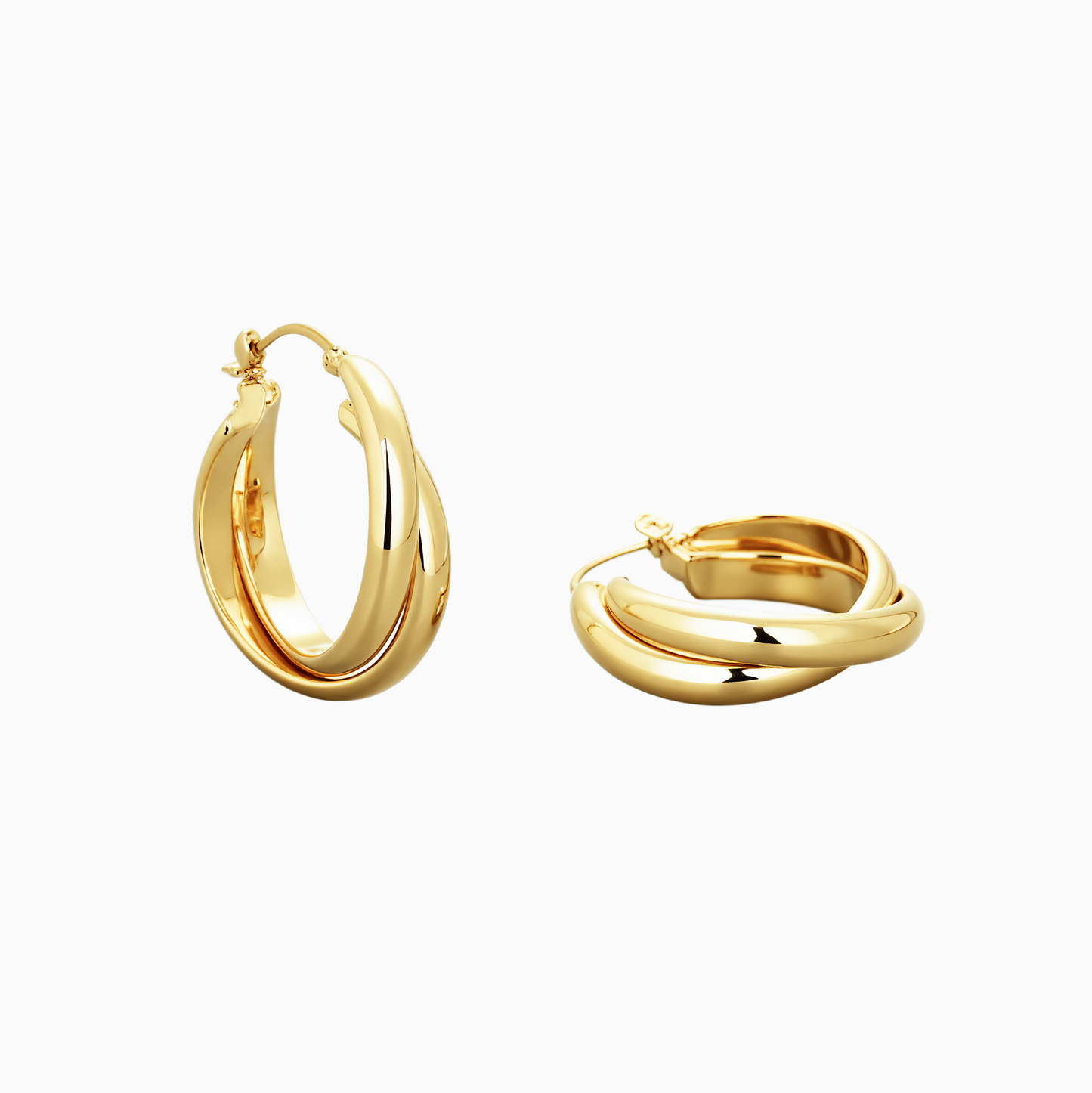Silver Chunky Layered Minimalist Statement Hoops