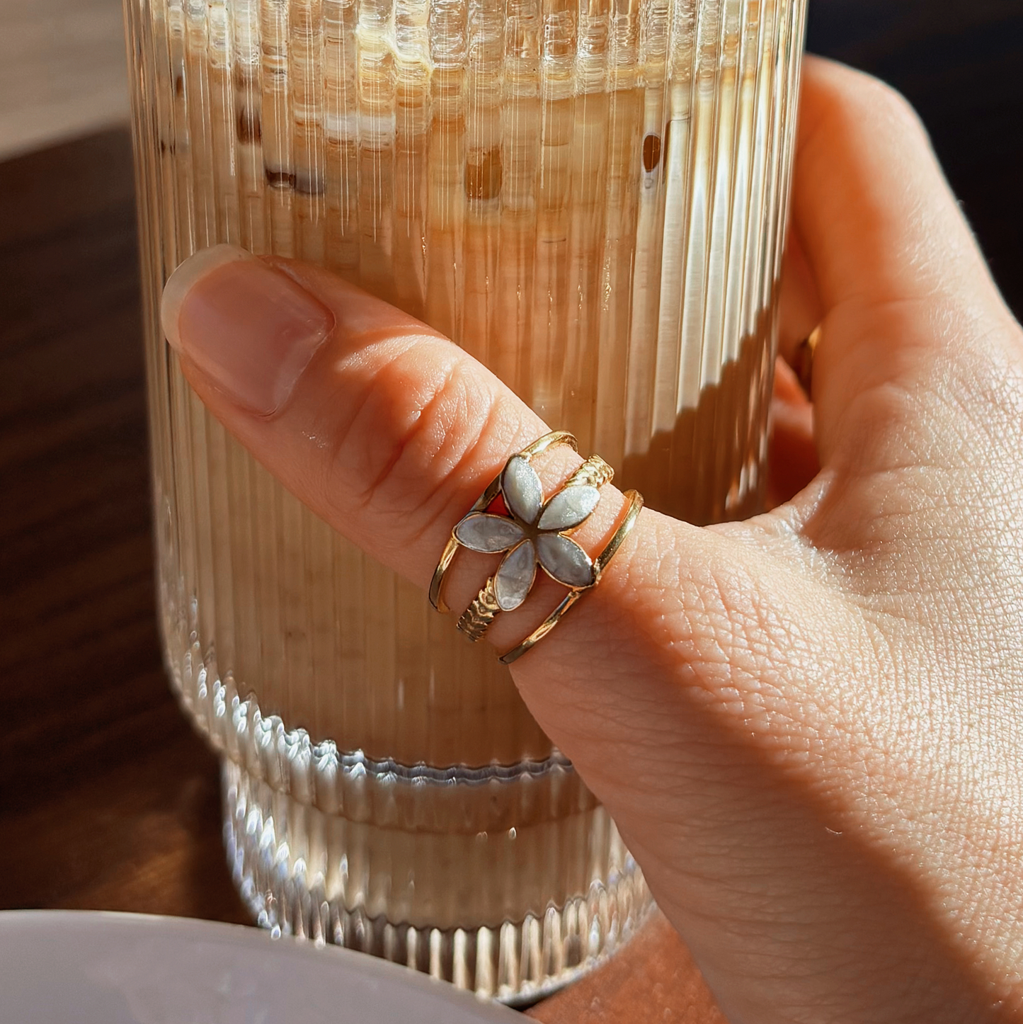 Moon Petal Gemstone Ring