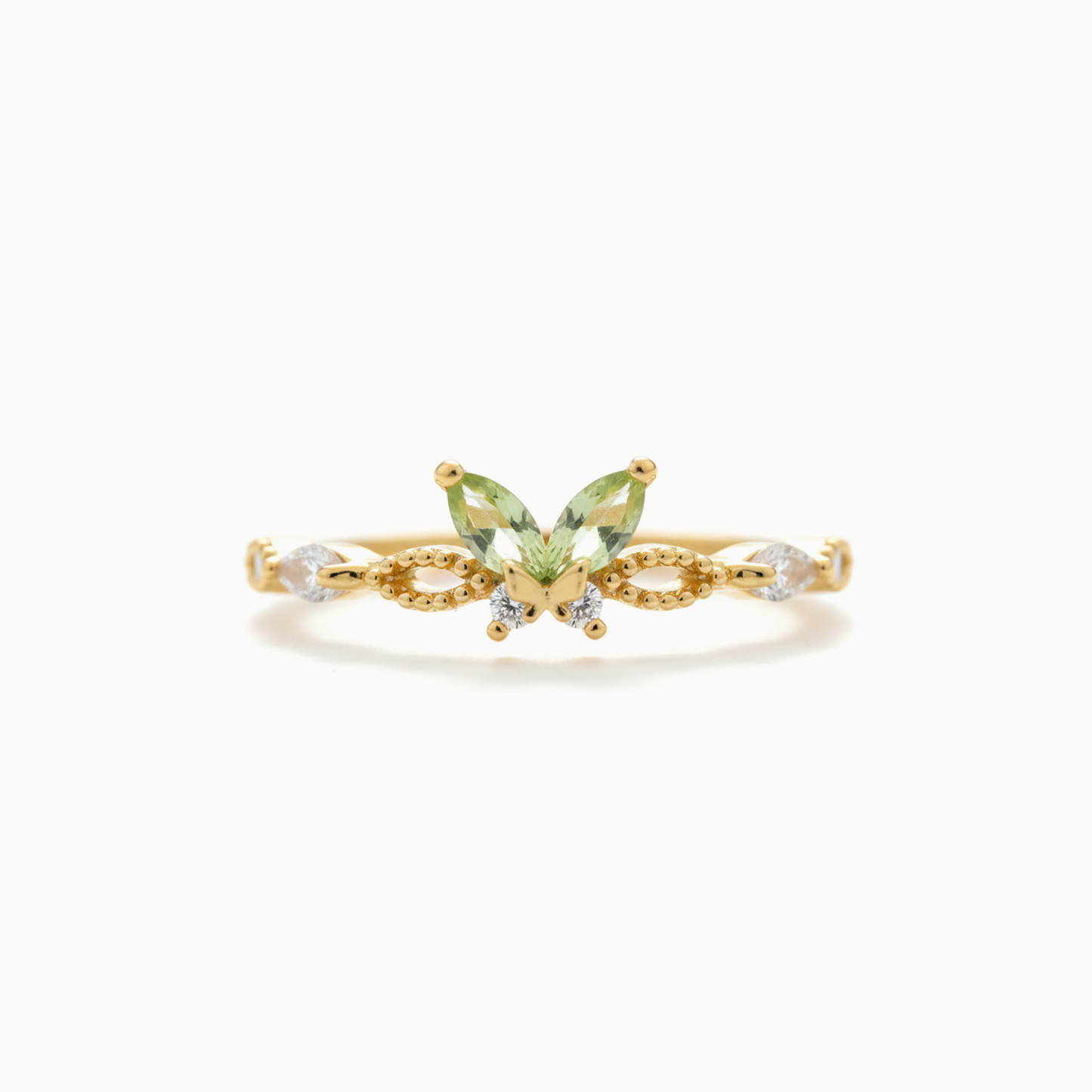 Dainty Green Marquise Stones Butterfly Ring