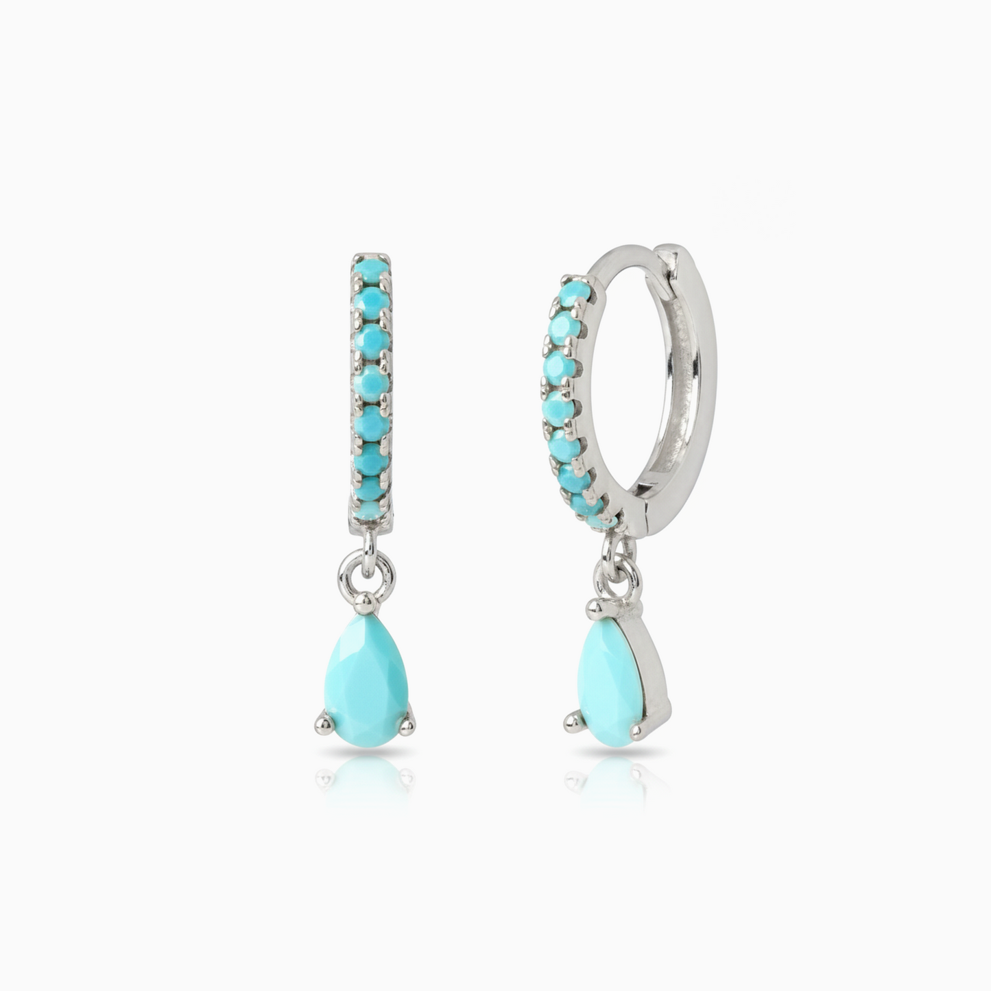 Turquoise Teardrop Gold Huggie Earrings