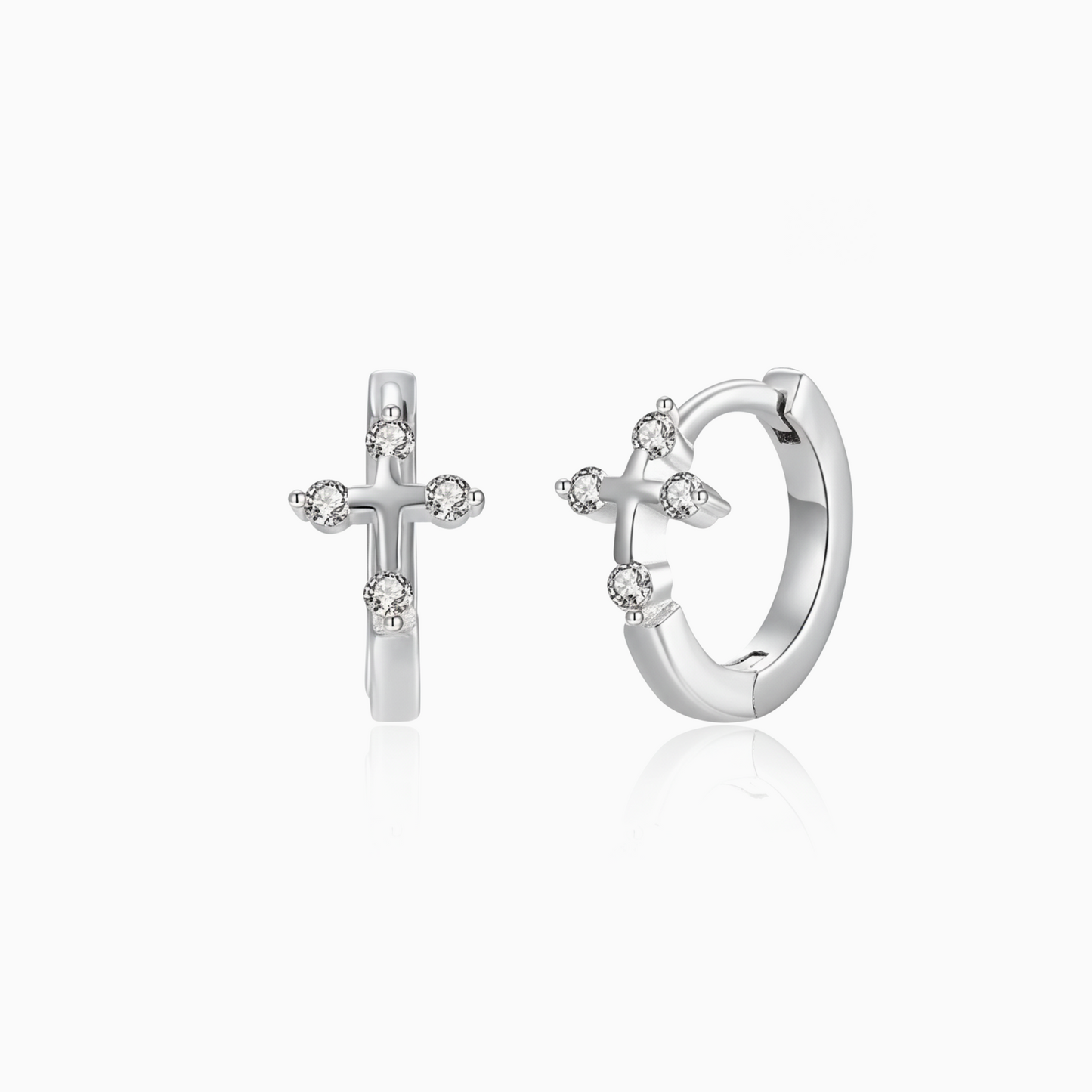 Dainty Cross Gold Huggie Earrings