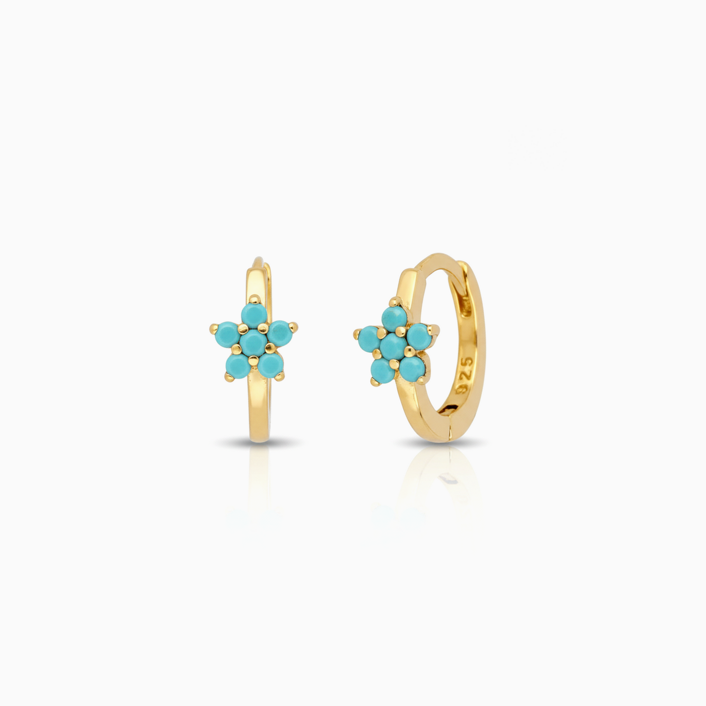 Turquoise Bloom Mini Huggie Hoops