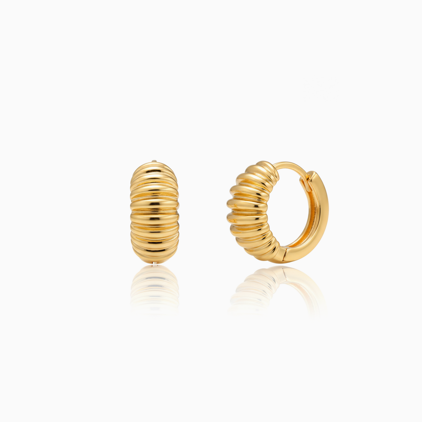 Chunky Ribbed Croissant Huggie Hoops