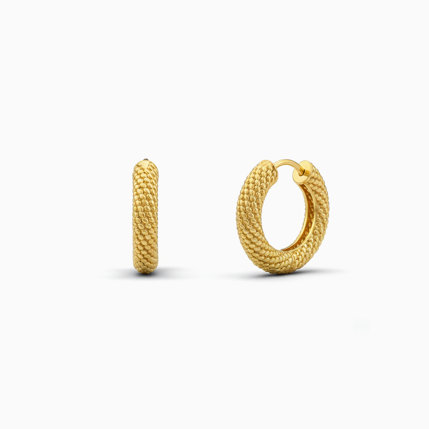Textured Gold Chunky Huggie Hoops