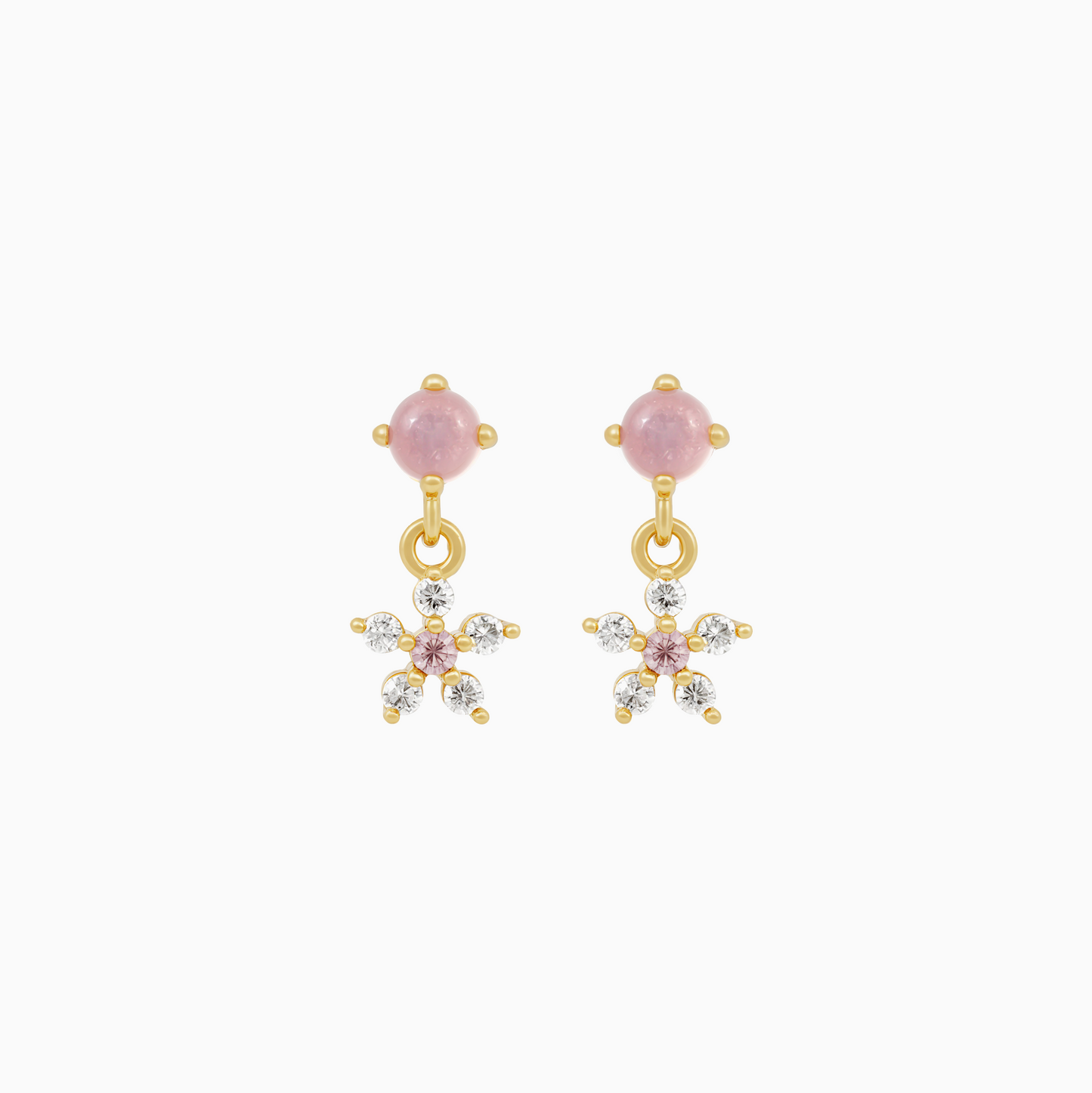 Coquette Pink Opal Pendant Flower Earrings