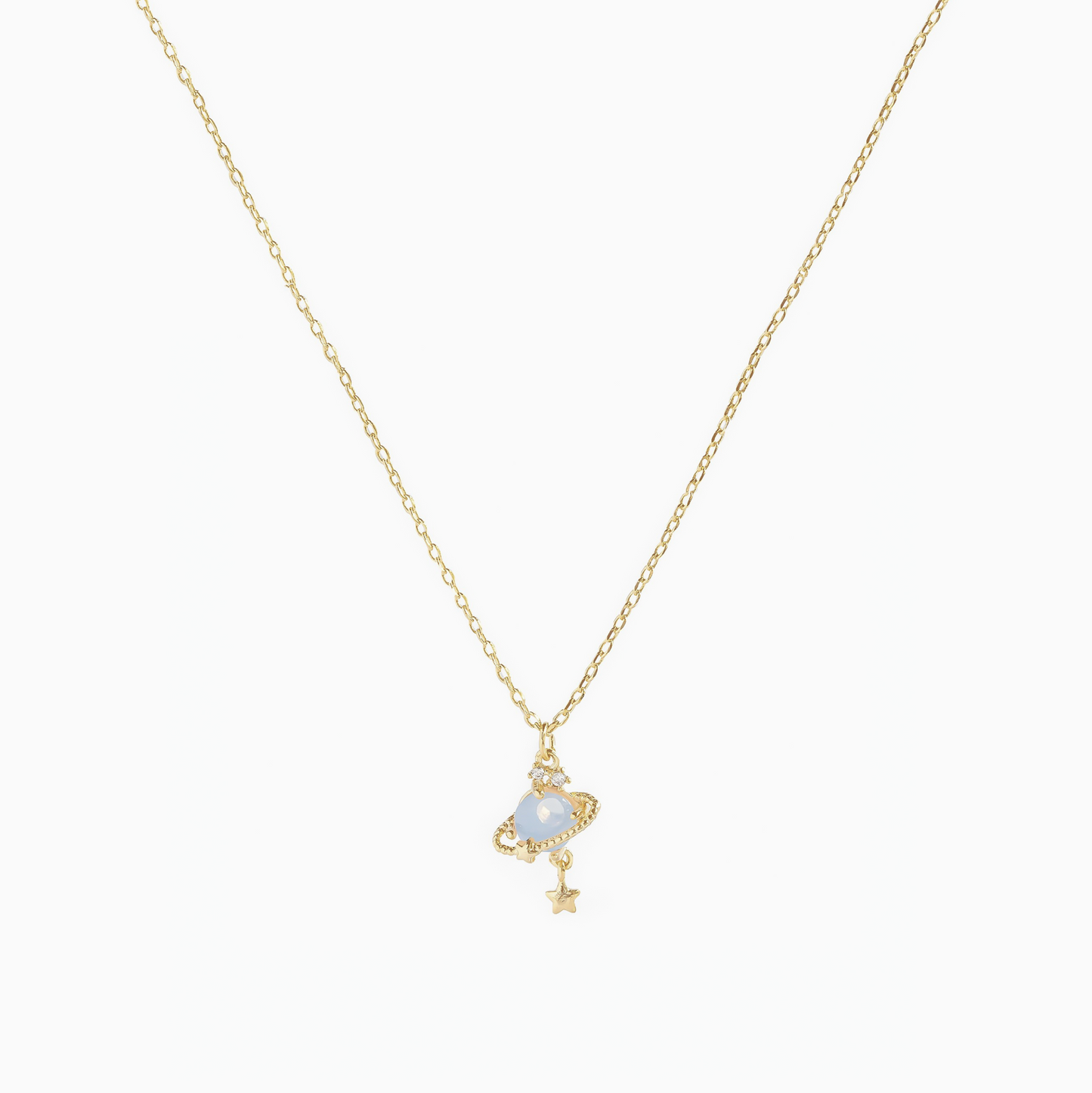 Coquette Gold Blue Planet Pendant Necklace