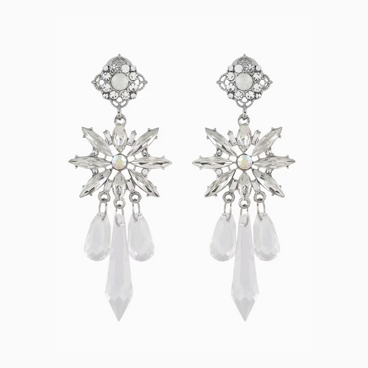 Silvery Crystal Snowflake Diamond Earring