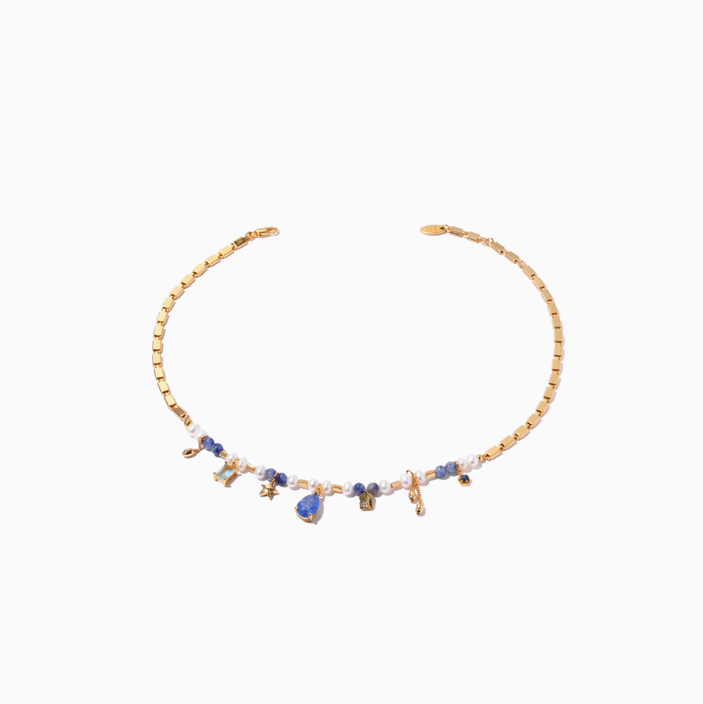 Ocean Blue Natural Waterpearl Gold-plated Necklace