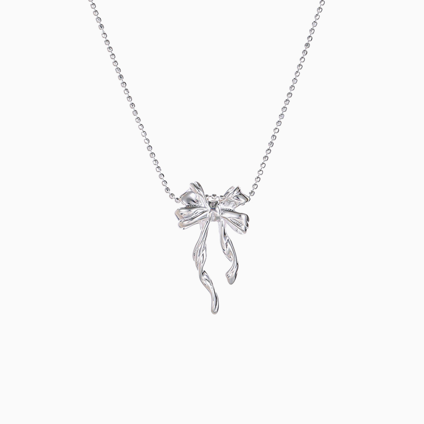 Coquette Silver Ballet Girl Ribbon Necklace