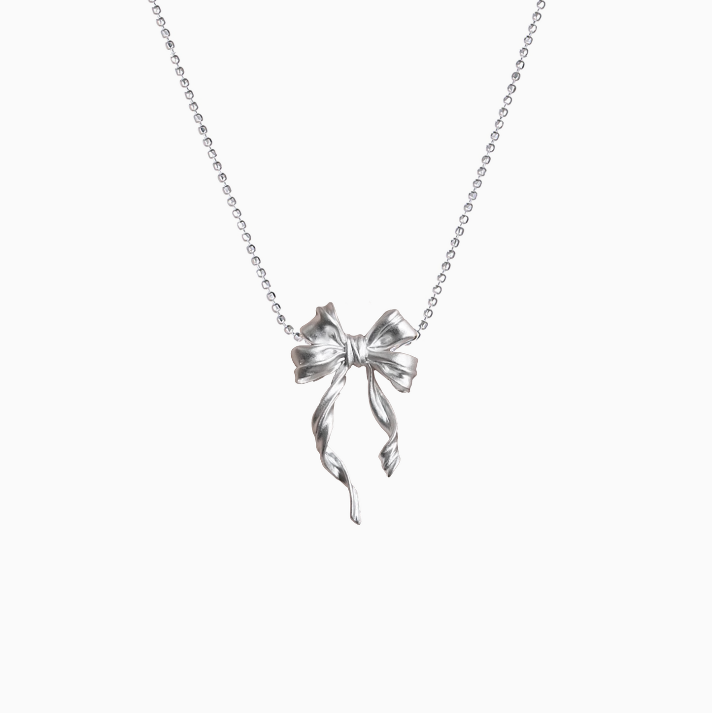 Coquette Silver Ballet Girl Ribbon Necklace