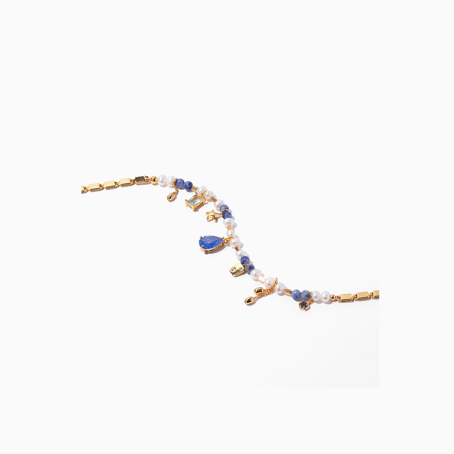 Ocean Blue Natural Waterpearl Gold-plated Necklace