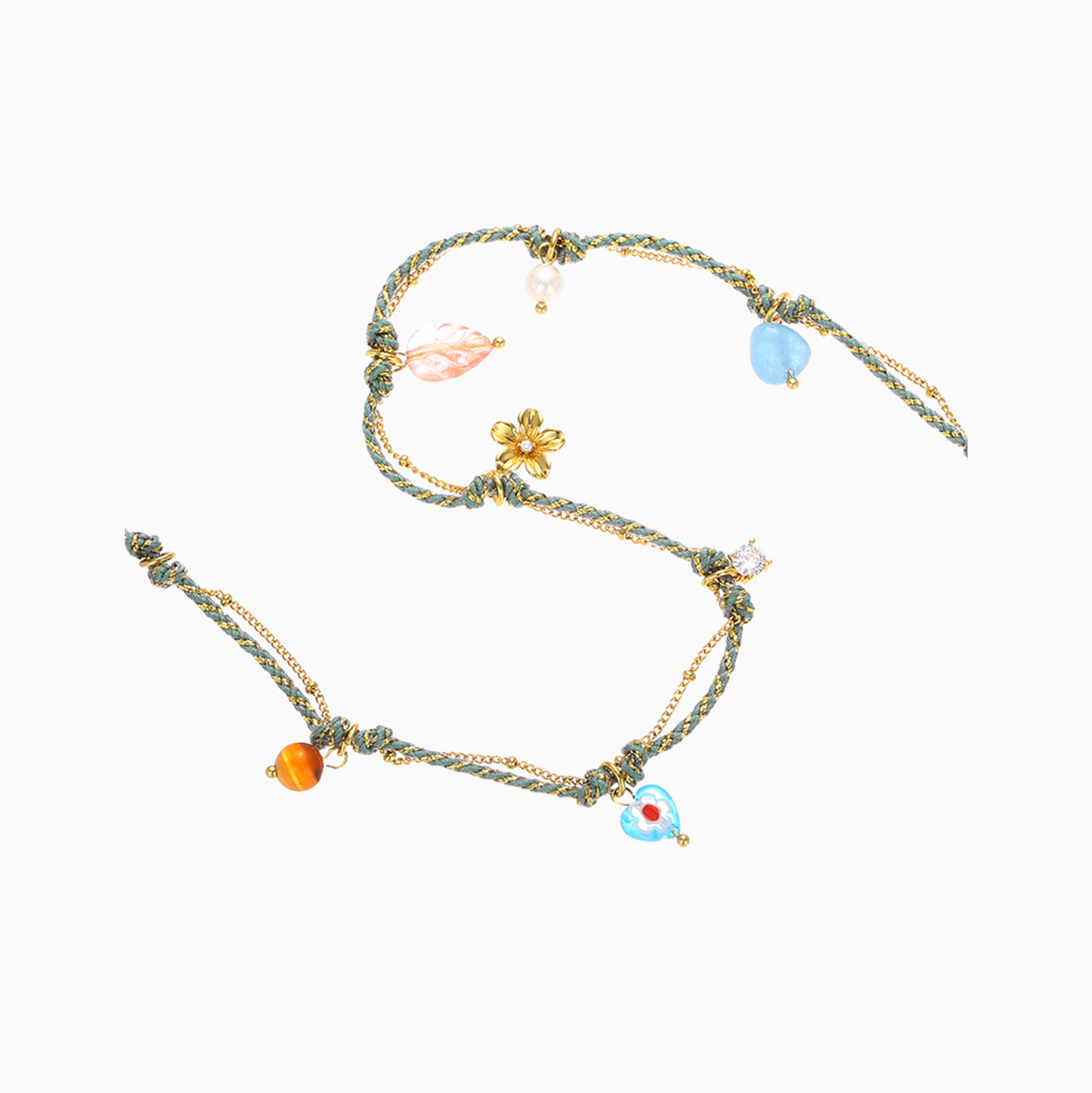 Double Layers 18k Gold-plated Tiny Flower Necklace
