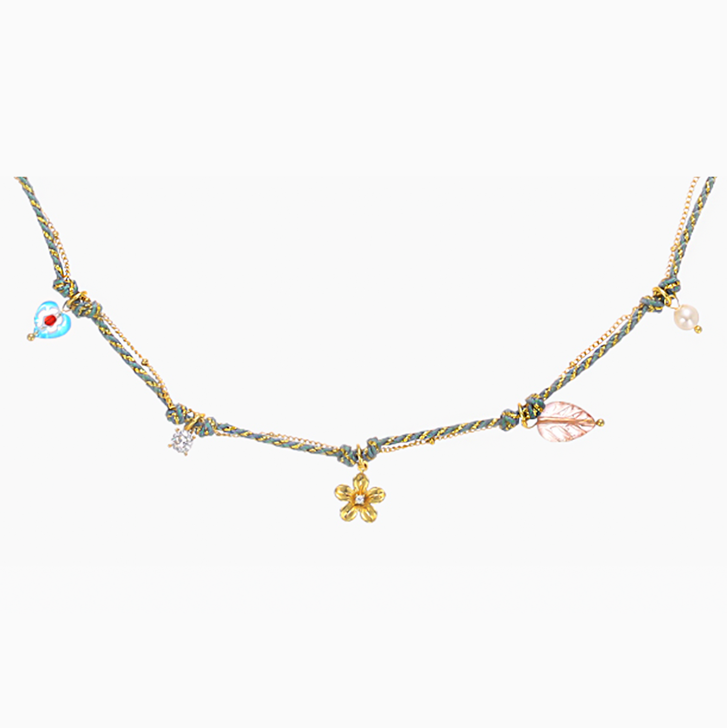 Double Layers 18k Gold-plated Tiny Flower Necklace