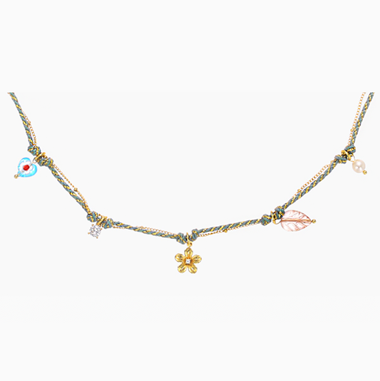 Double Layers 18k Gold-plated Tiny Flower Necklace