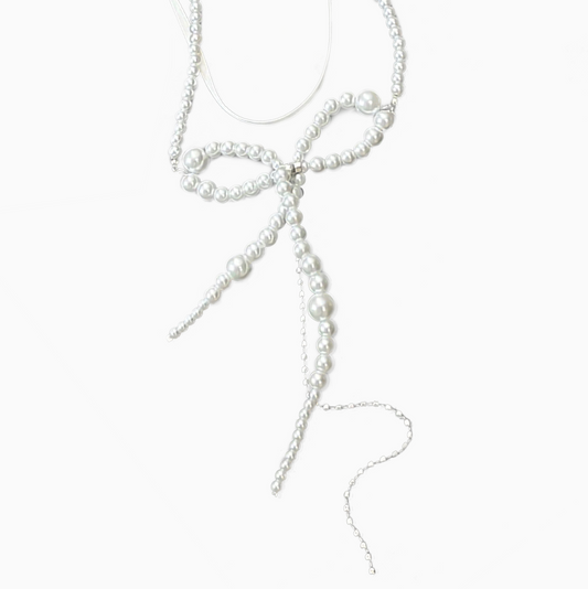 Elegant Double-Layer Bowknot Pearl  Ballet Sweet Versatile Cute Necklace