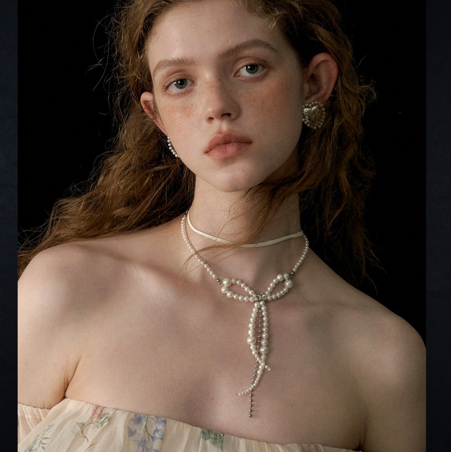 Elegant Double-Layer Bowknot Pearl Ballet Sweet Versatile Cute Necklace