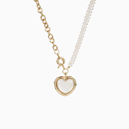 18k Gold-plated Water pearl Heart Necklace